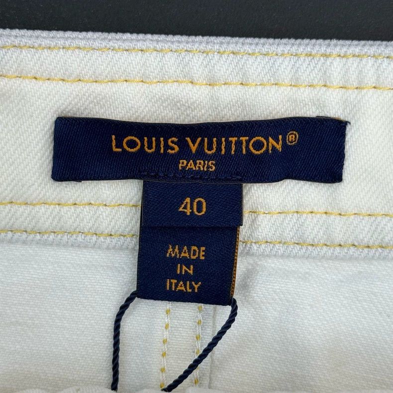 Louis Vuitton Louis Vuitton Off-white leather zip-up denim skirt 2505-Nex Size 39" - 5 Thumbnail