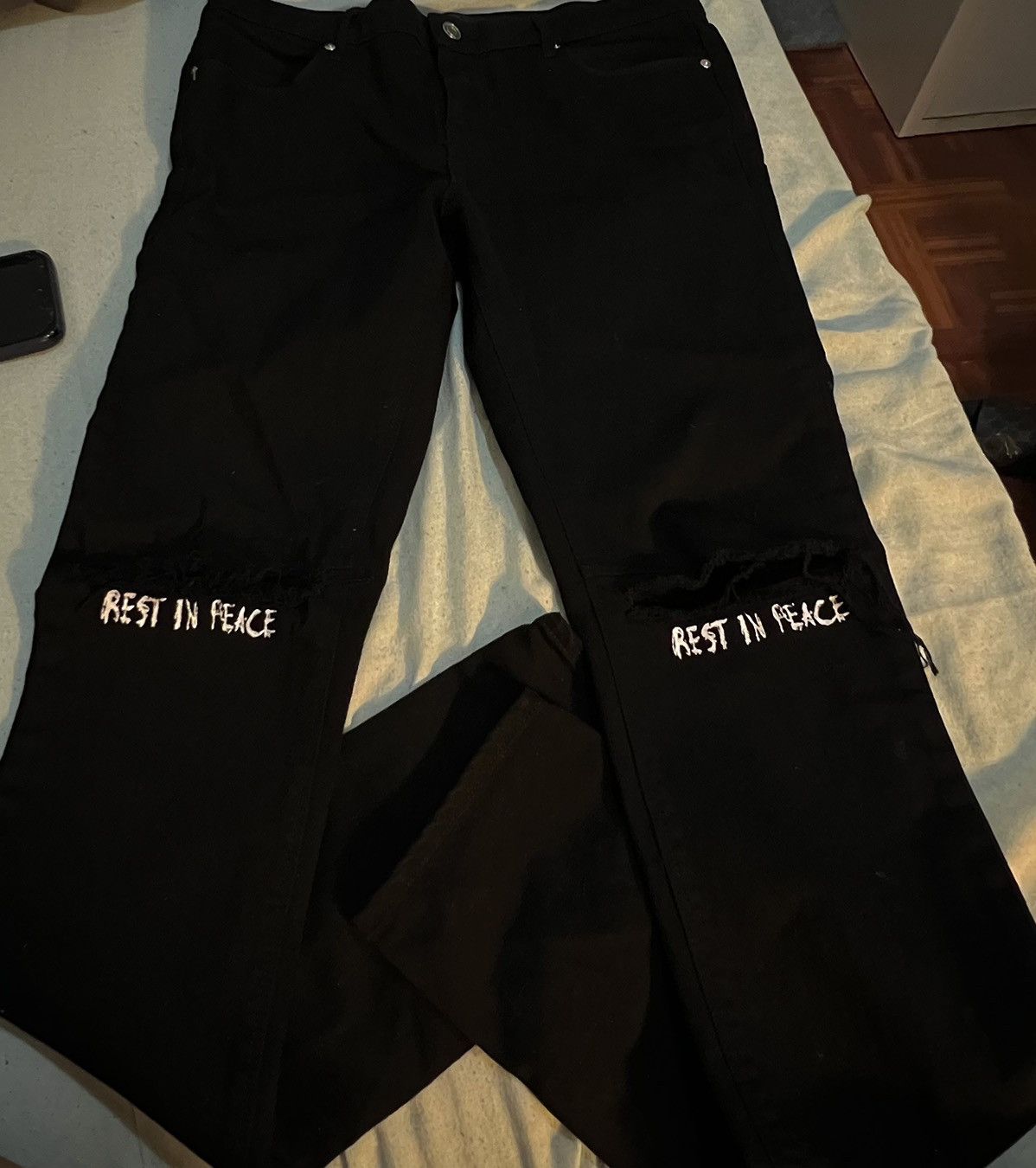 Designer OG RTA RIP PRINT SLIM FIT JEANS BLACK | Grailed