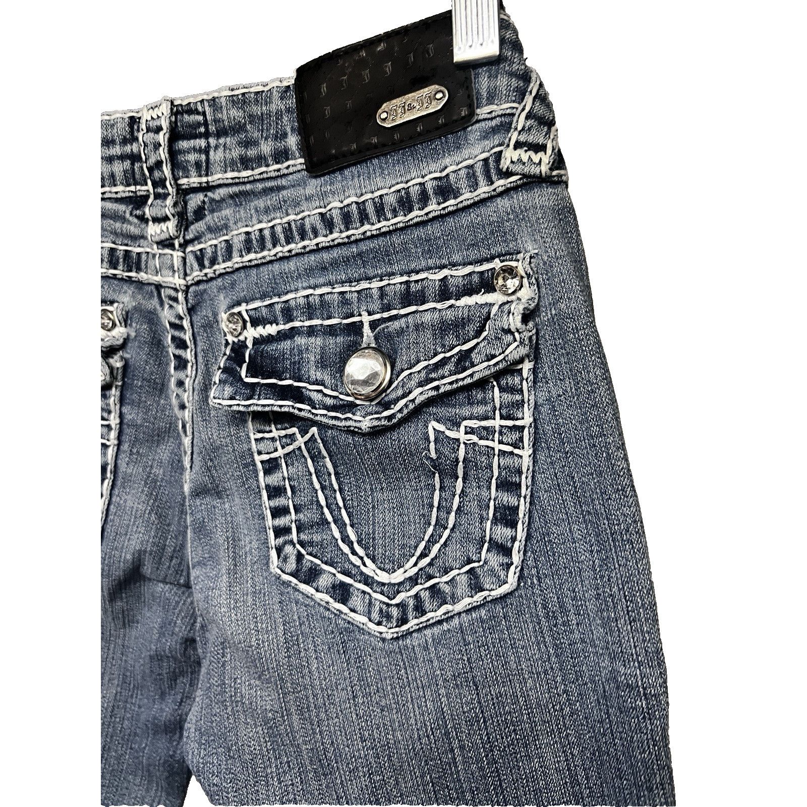 Vintage Vintage Flare Denim Jeans Sz 5 Flap Pockets Stretch 26x30 Size 26" / US 2 / IT 38 - 6 Thumbnail