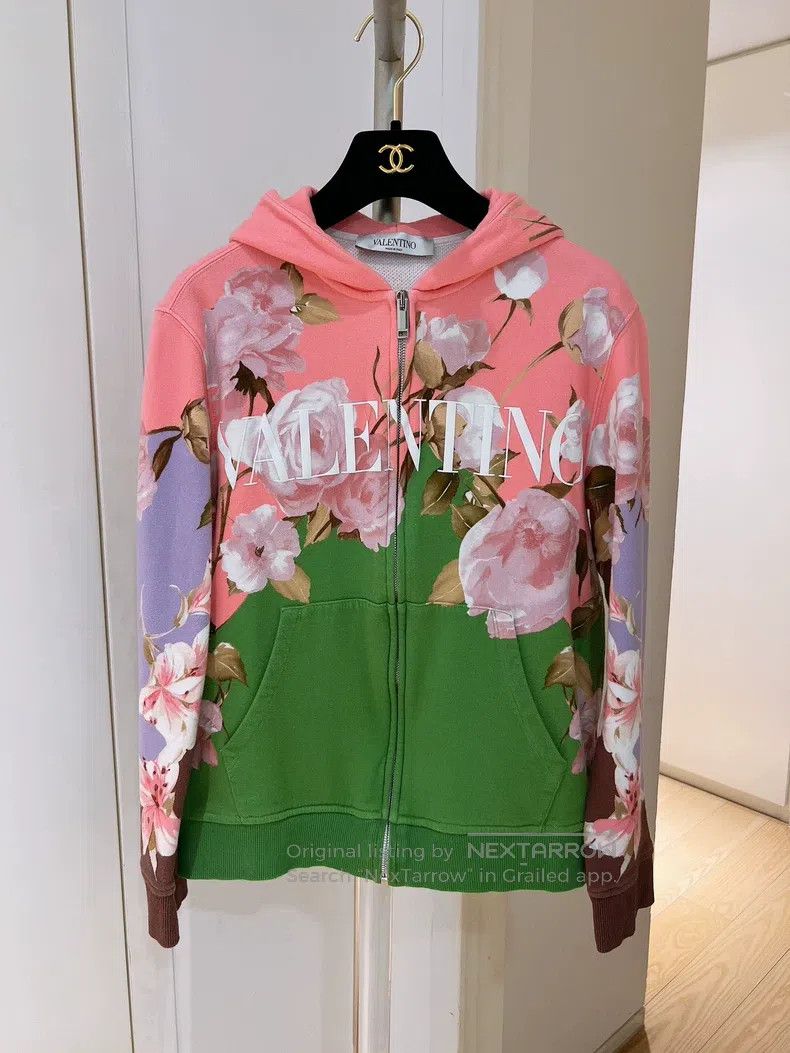 Valentino Colourful floral letter hoodies