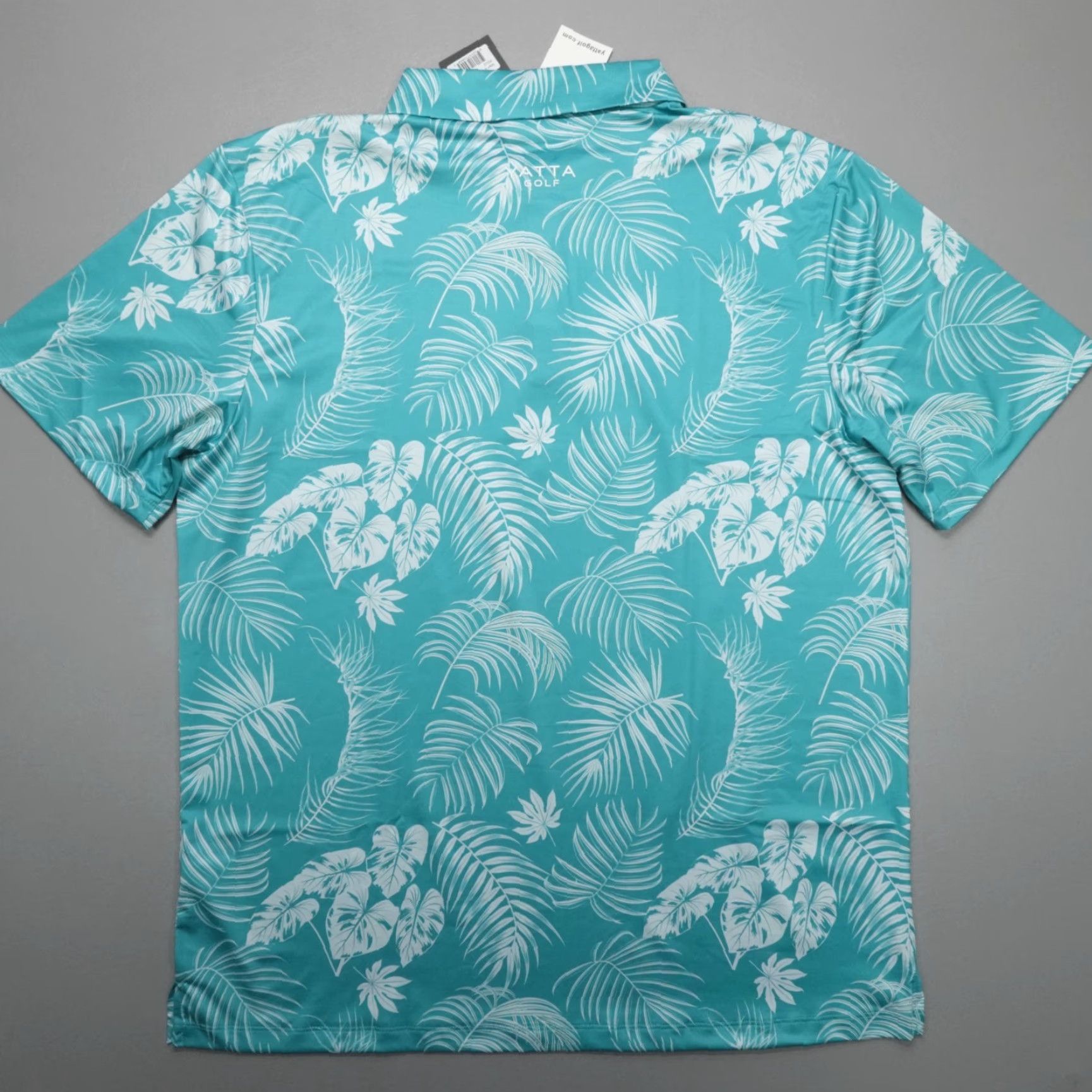 Vintage Yatta Performance Golf Polo Shirt Mens 2XL Teal Paradise Floral Palm Leaf Sports Polo Shirt Men Size US XXL / EU 58 / 5 - 7 Thumbnail