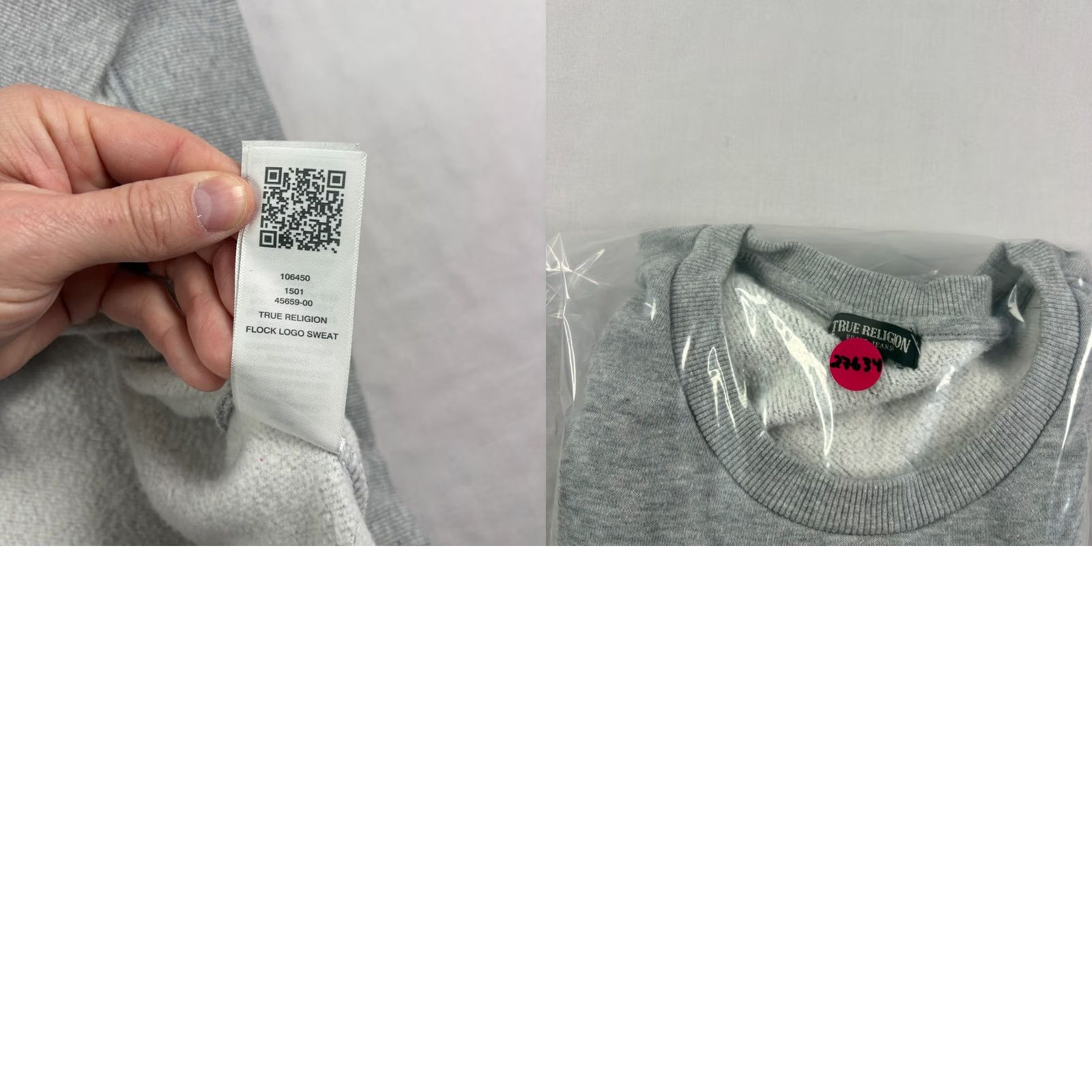 True Religion True Religion Sweatshirt Mens 3XL Gray Crew Neck Pullover Flock Logo Spell Out Size US XXL / EU 58 / 5 - 8 Thumbnail