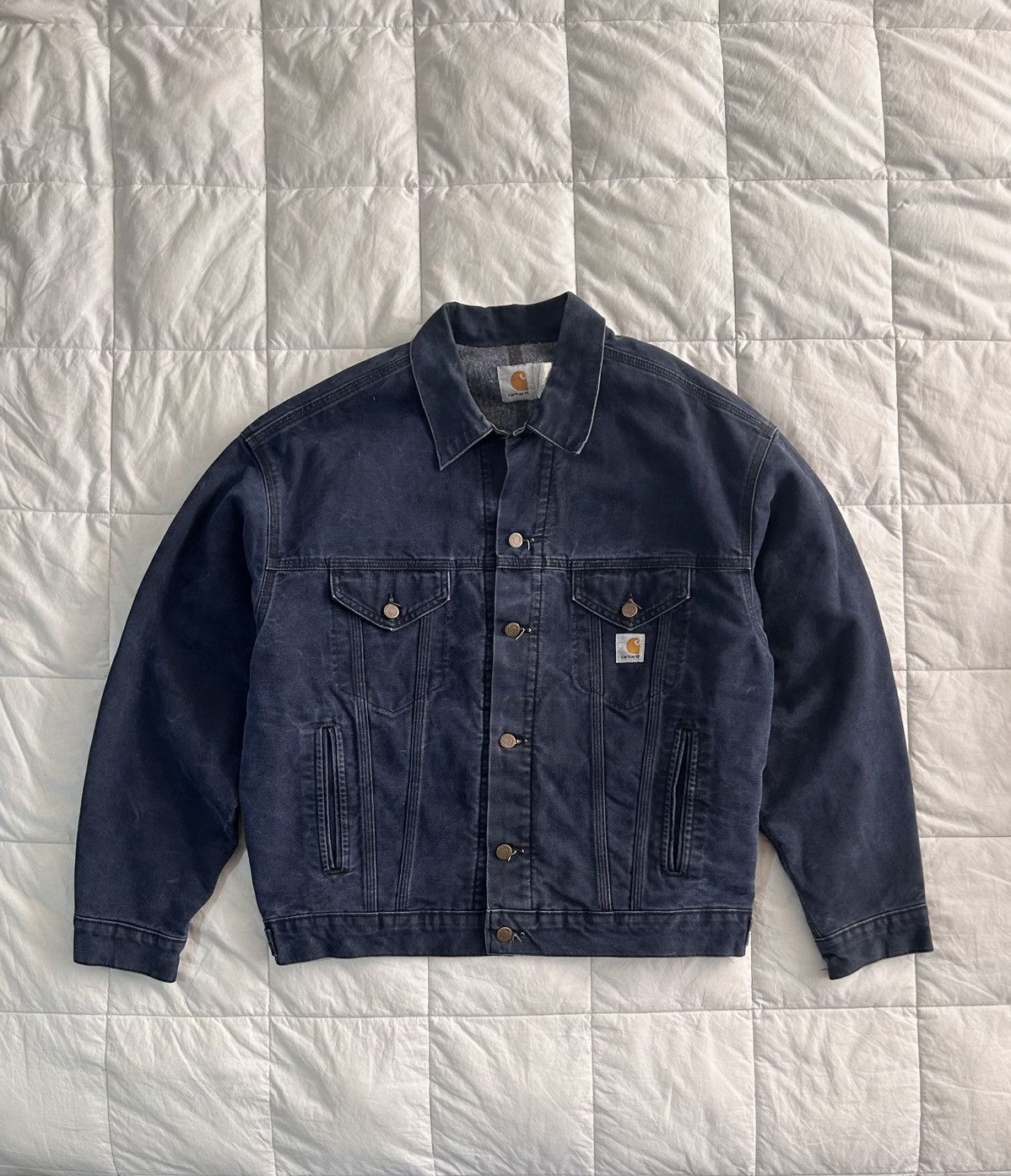 Carhartt SOLD Faded Midnight Blue Carhartt Trucker Jacket JB183 Size US L / EU 52-54 / 3 - 1 Thumbnail