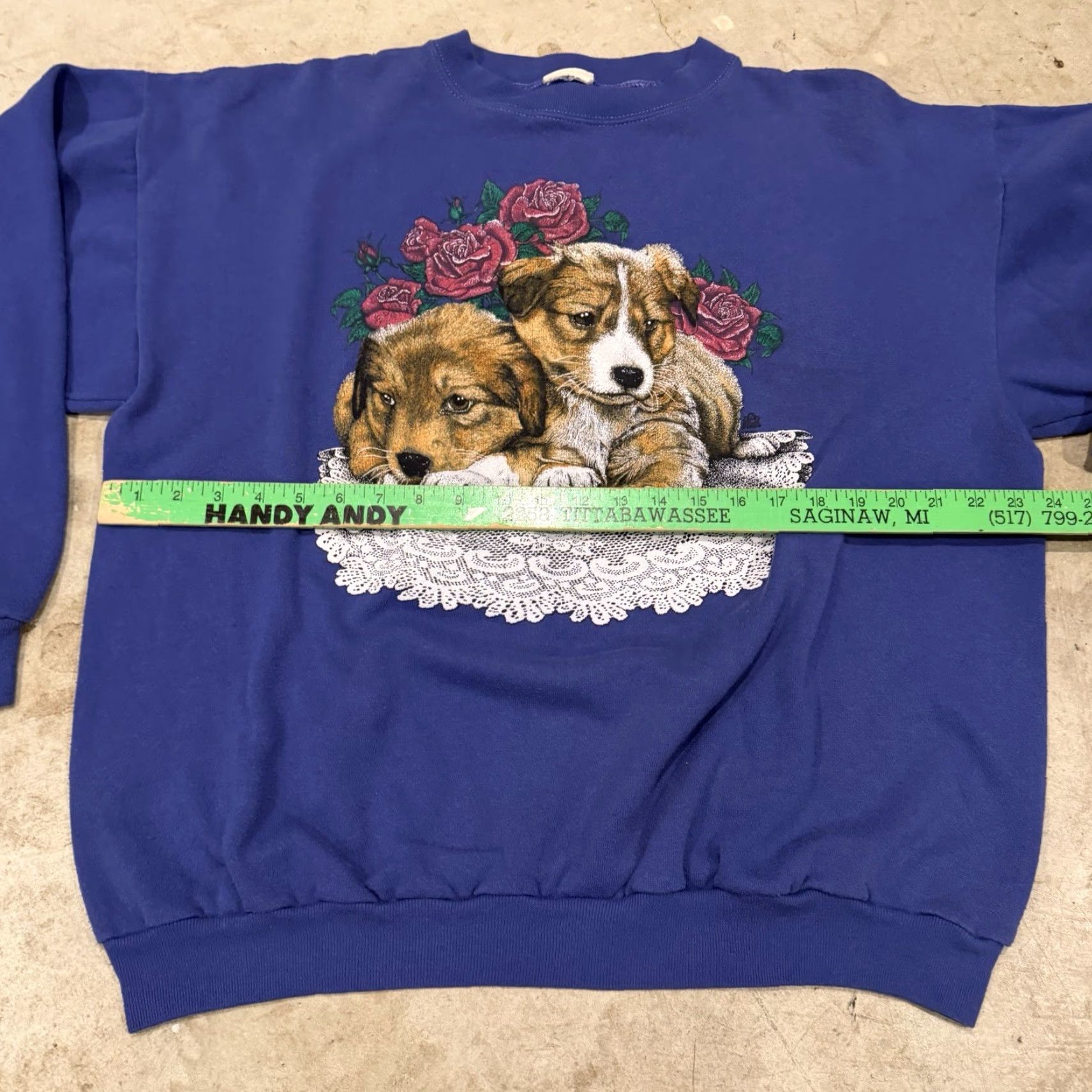 Vintage VINTAGE Puppy Dog Flowers Sweatshirt Crewneck Mens XL BLUE Sweatshirt Size US XL / EU 56 / 4 - 6 Thumbnail
