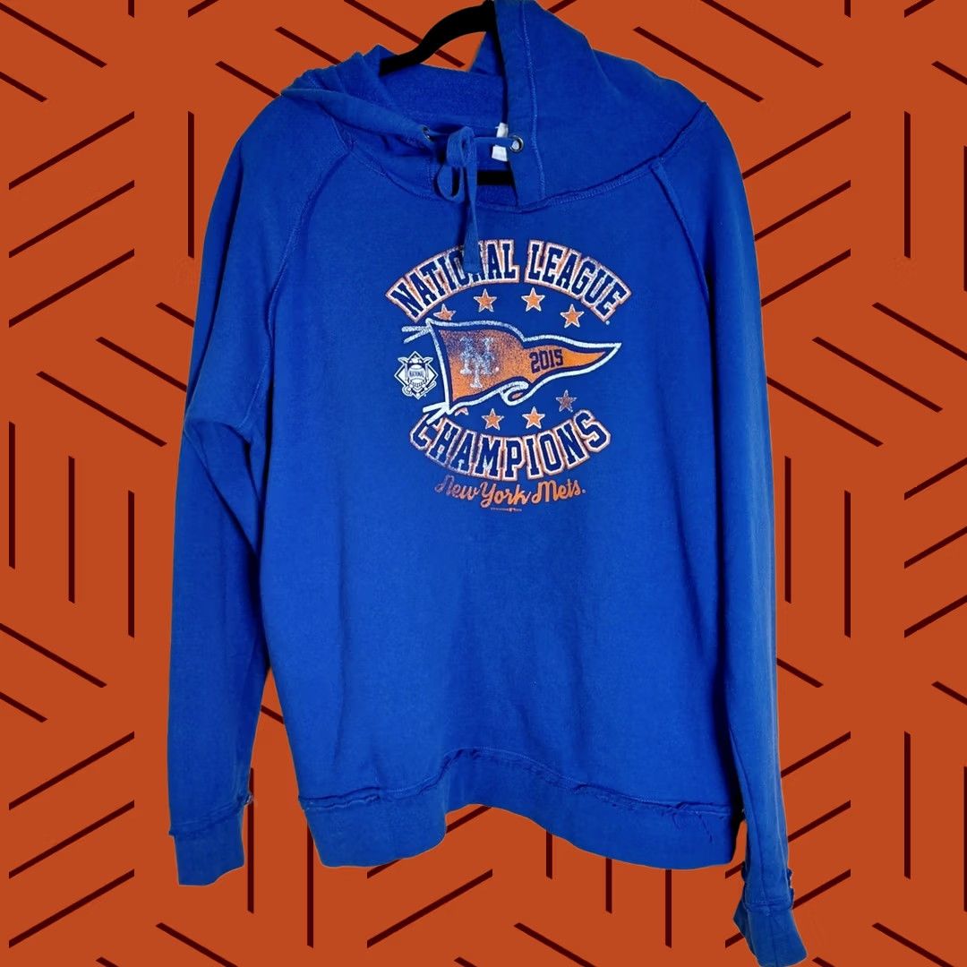 Vintage 5th & Ocean Mets Hoodie Blue Graphic Print Knit Men XL Cardigan Regular Cotton Blend Collared Men NY Mets 2015 Champions Size US XL / EU 56 / 4 - 1 Thumbnail