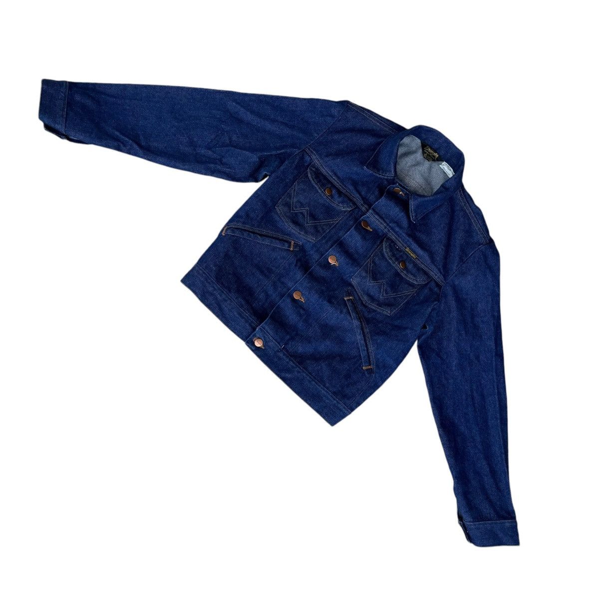 Vintage × Wrangler 74126NV 70s True Vintage Wrangler Navy Denim Trucker Jacket Size US XXS / EU 40 - 8 Thumbnail