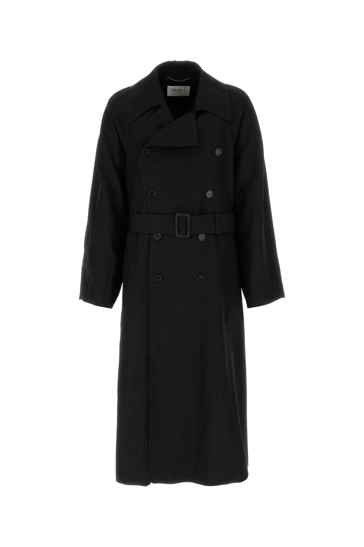 Saint Laurent Paris Black Gabardine Trench Coat Size US M / EU 48-50 / 2 - 1 Thumbnail
