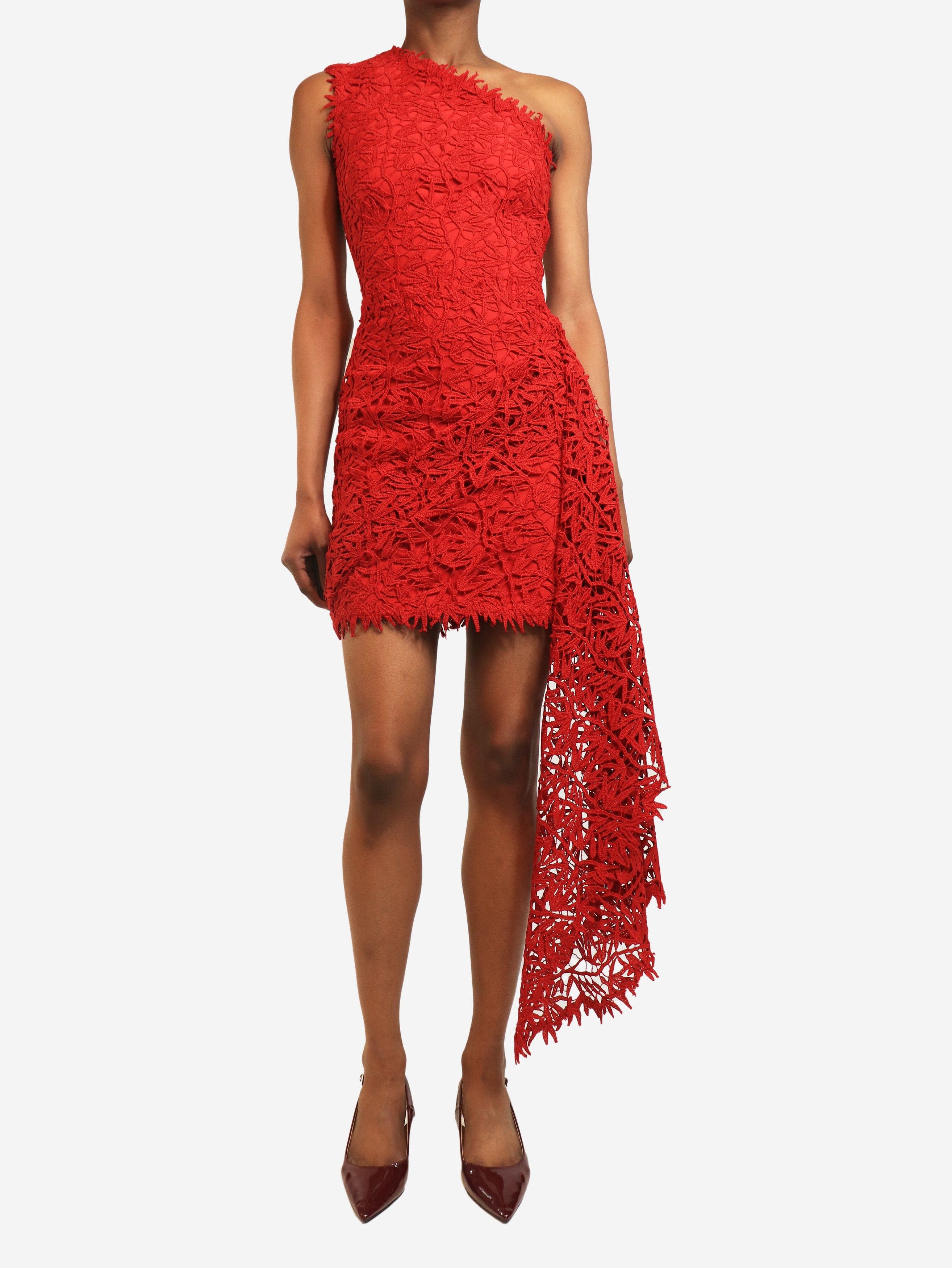 Other Red one-shoulder lace dress - UK 6 Size US 8.5 / IT 38.5 - 1 Thumbnail