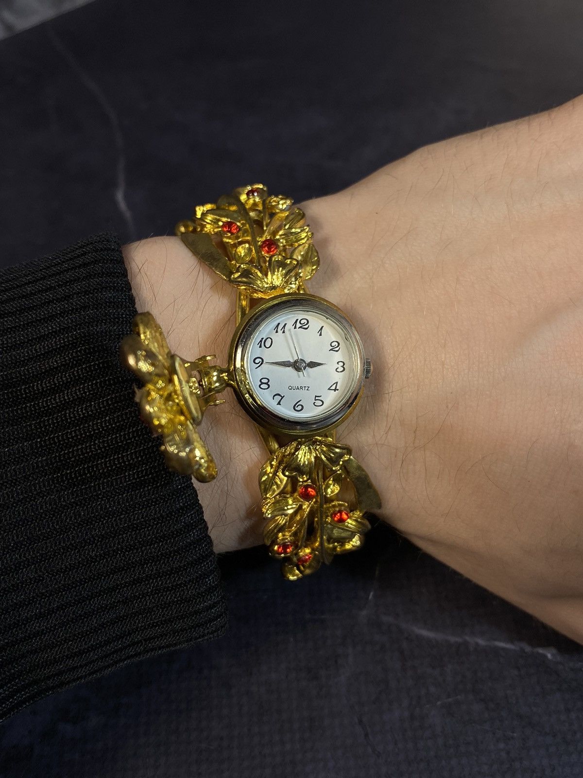 Jewelry Vintage Gold Ornate Bracelet Watch, Japanese Brand Size ONE SIZE - 5 Thumbnail