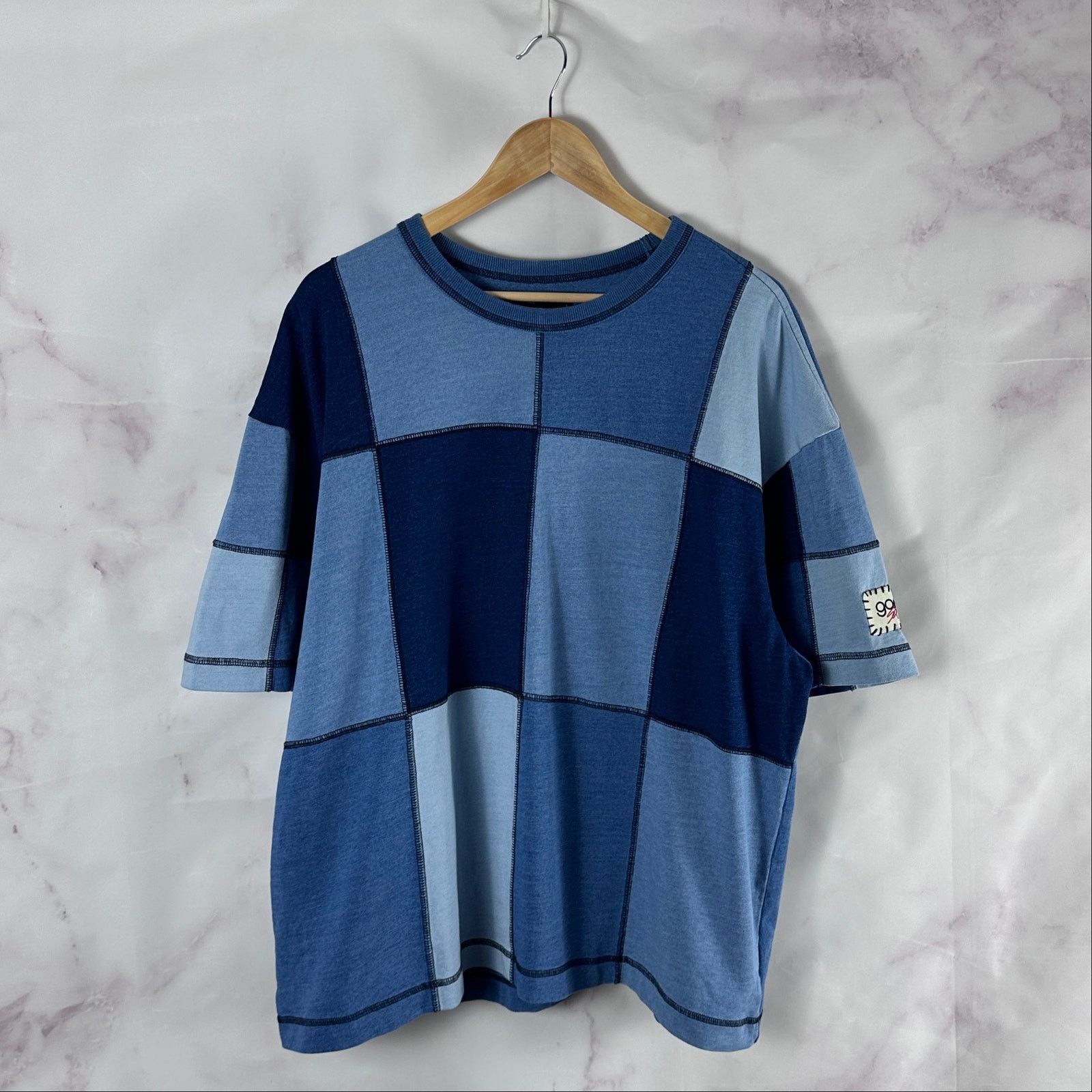 Gap SWJP Japan Exclusive Indigo Patchwork Cropped Tee Size US L / EU 52-54 / 3 - 1 Thumbnail