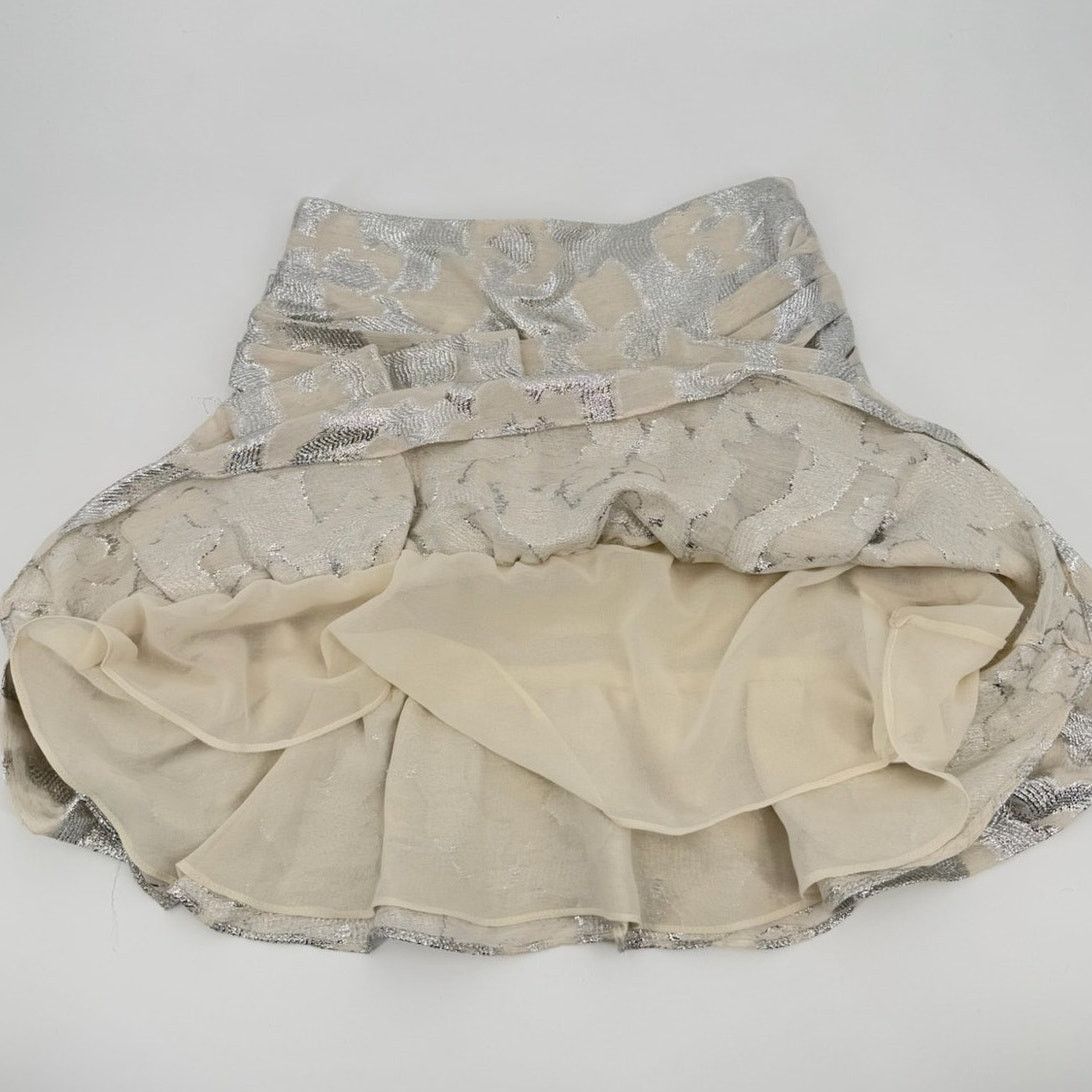 Iro NWT IRO Ovidas Ecru Silver Metallic Jacquard Ruffled Skirt Size 24" / US 00 / IT 34 - 8 Thumbnail
