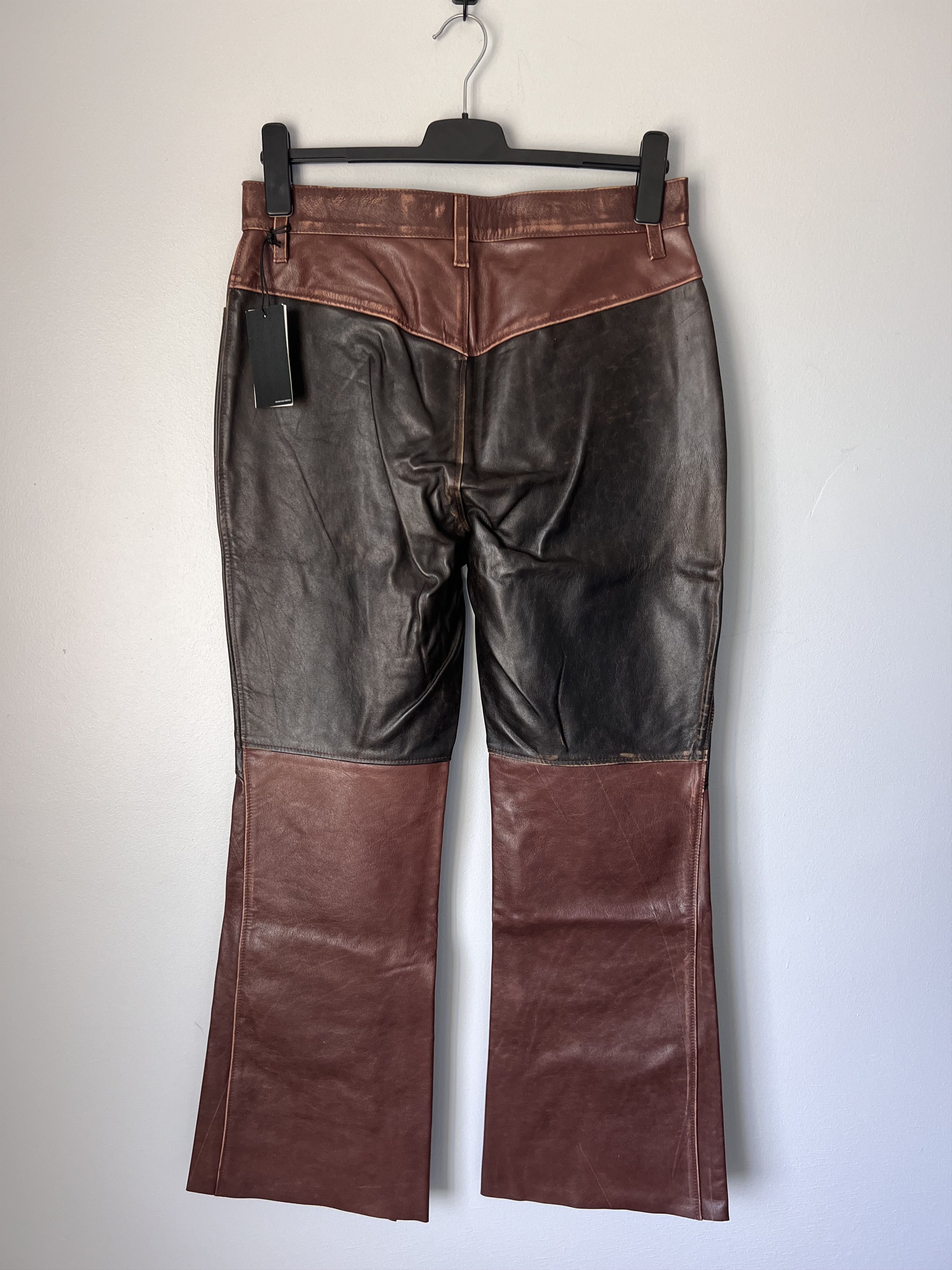 RE/DONE RE/Done 2 Tone Leather Pants in Black Brown Size US 31 - 6 Thumbnail