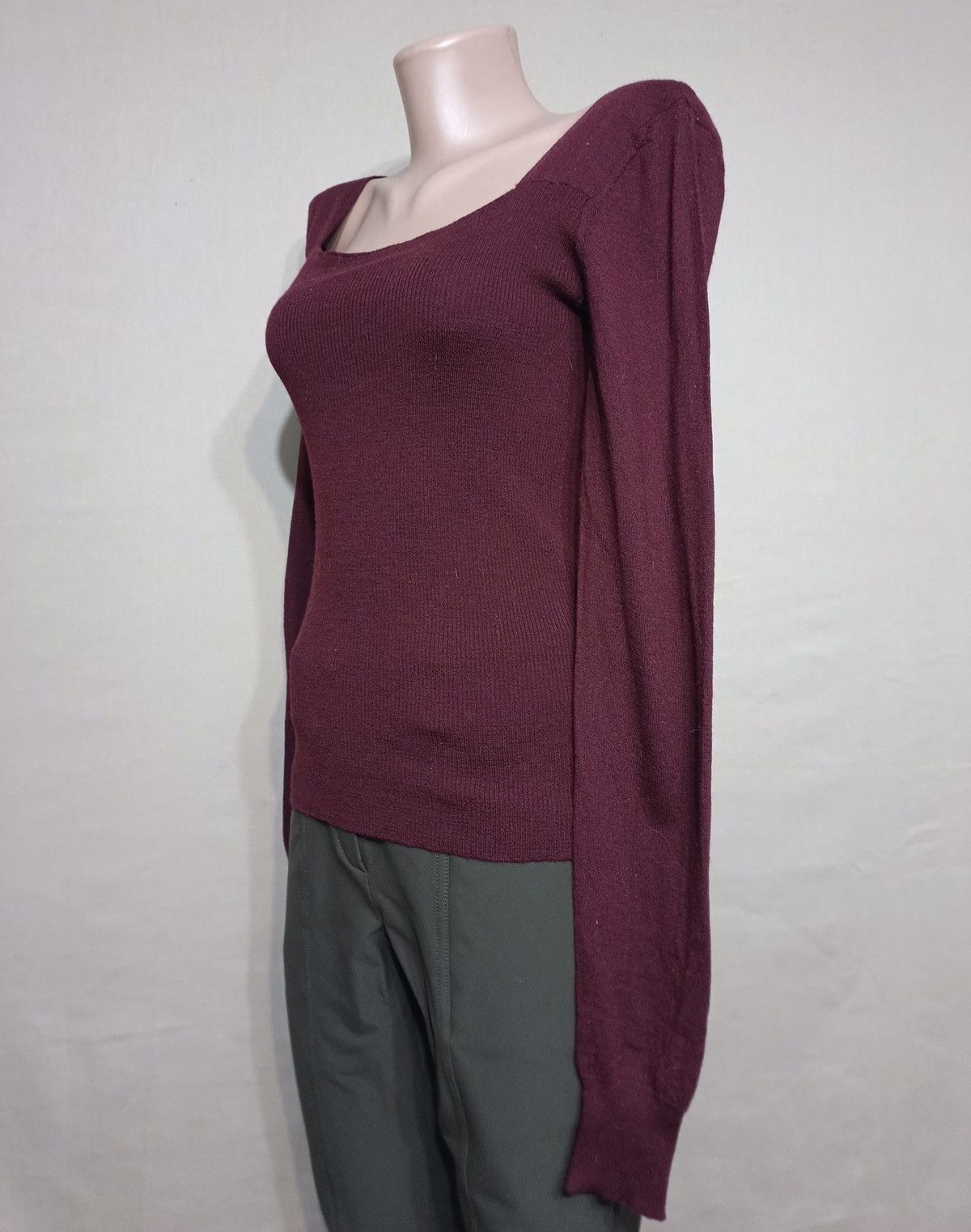 Hussein Chalayan CHALAYAN Burgundy Ultrafine Merino Wool Sweater Size M Size M / US 6-8 / IT 42-44 - 3 Thumbnail