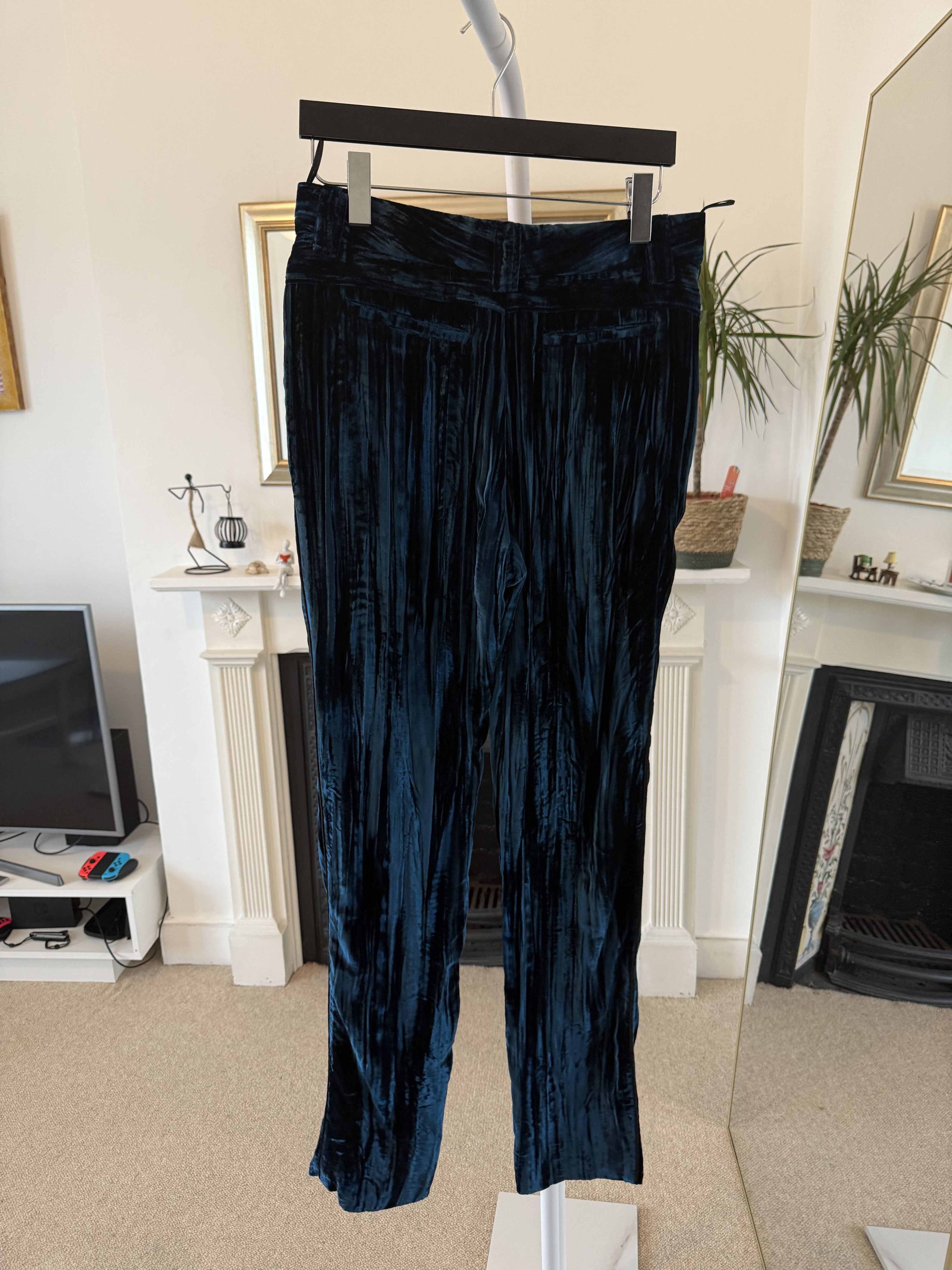 Saint Laurent Paris FW19' Saint Laurent Low Waist Velour Blue Striped Pants Size US 30 / EU 46 - 7 Thumbnail