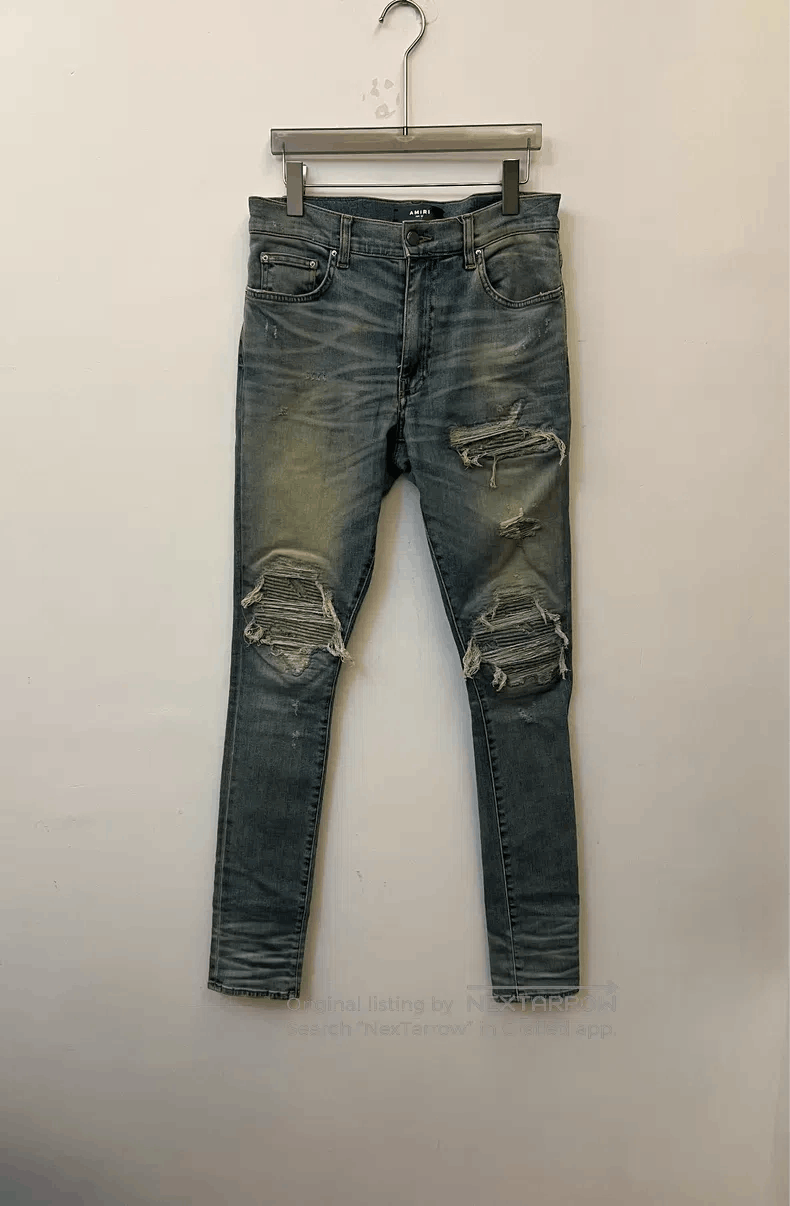 Amiri Amiri Distressed knee-torn water-washed denim pants Size US 32 / EU 48 - 1 Thumbnail