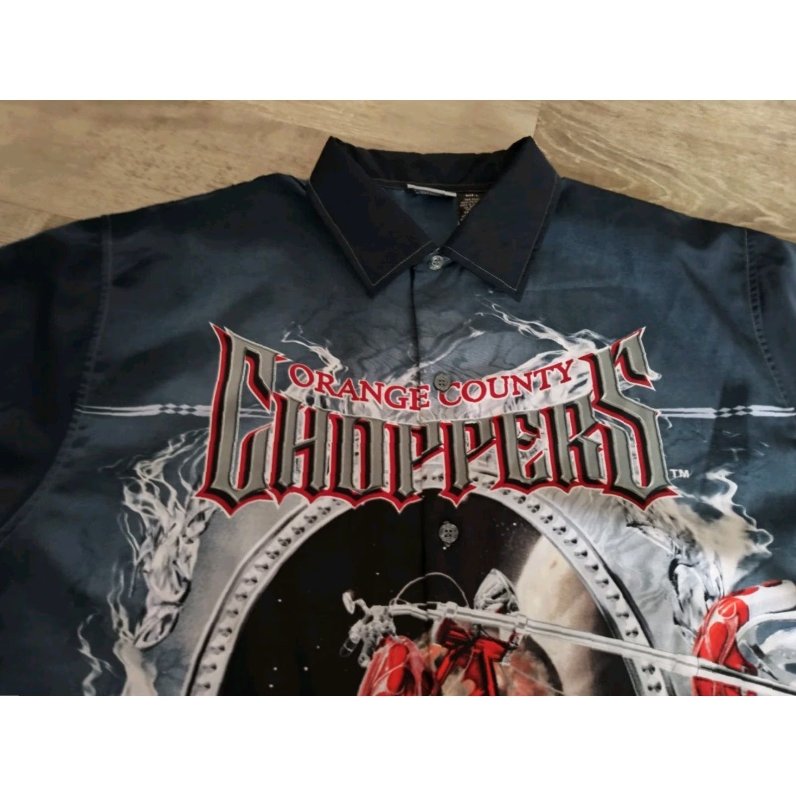 Vintage Orange County Choppers Shirt Mens L Button Up Lightweight Camp Hawaiian OCC Size US L / EU 52-54 / 3 - 4 Thumbnail