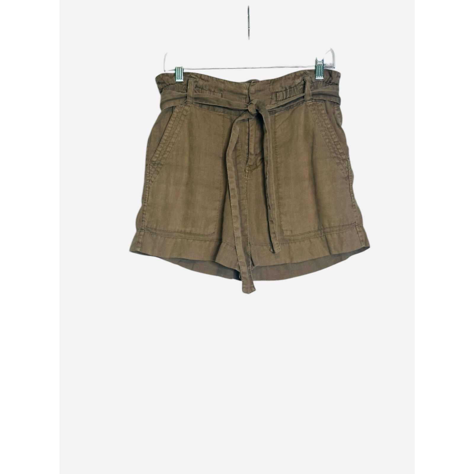 Joie Joie Greenish Beige Linen Paper Bag Tie Waist Shorts size 2 Size 26" / US 2 / IT 38 - 7 Thumbnail
