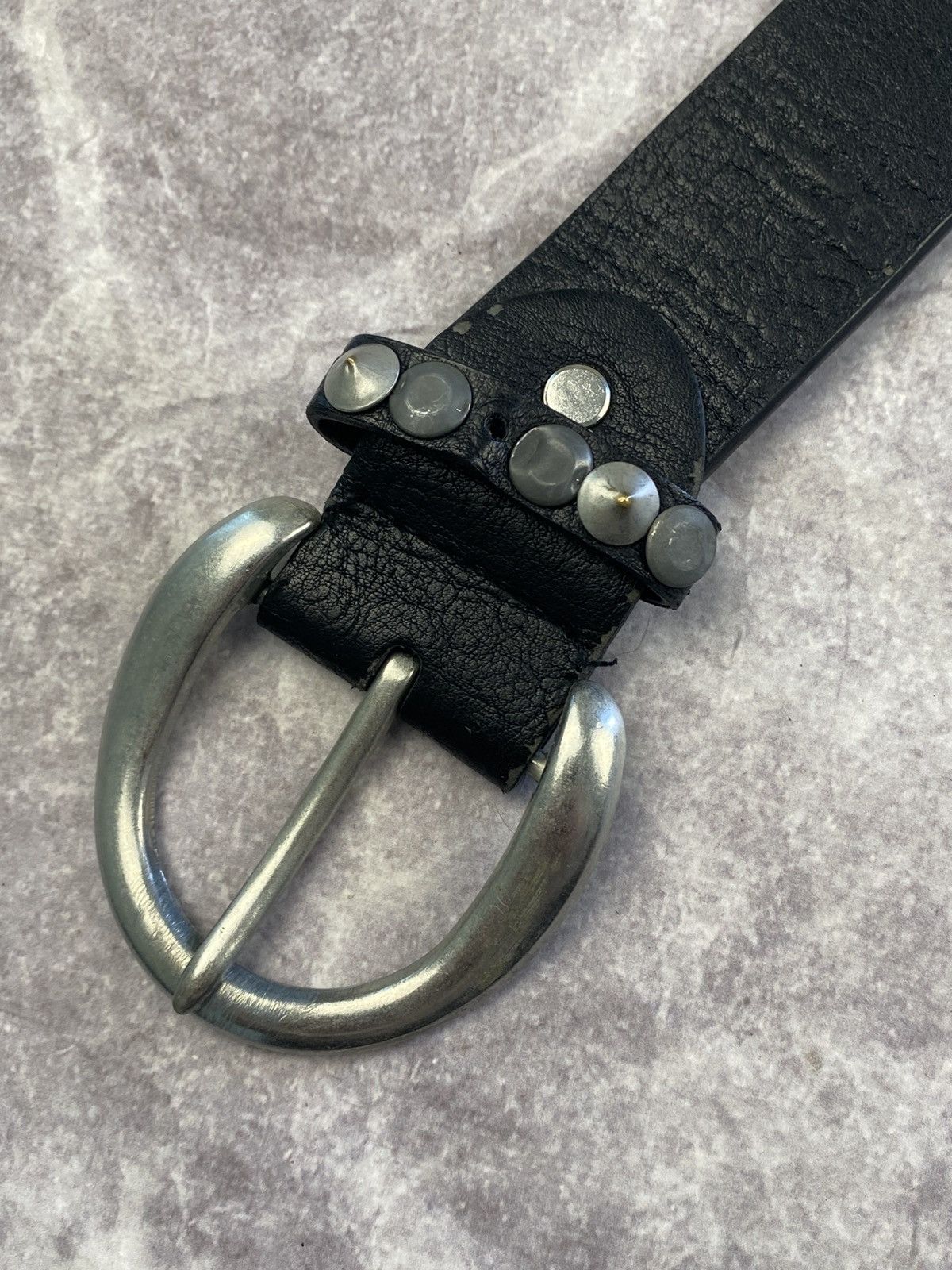 Other Black Leather Metal Studded Belt Y2K Grange Avant-garde Size 32 - 2 Thumbnail