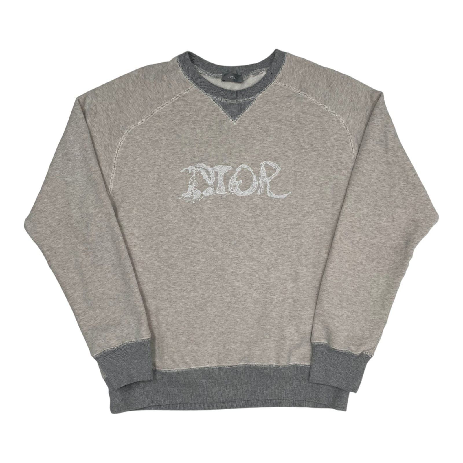 image of Dior Embroidered Logo Crewneck Sweatshirt Grey Pre-Owned, Men's (Size 2XL)