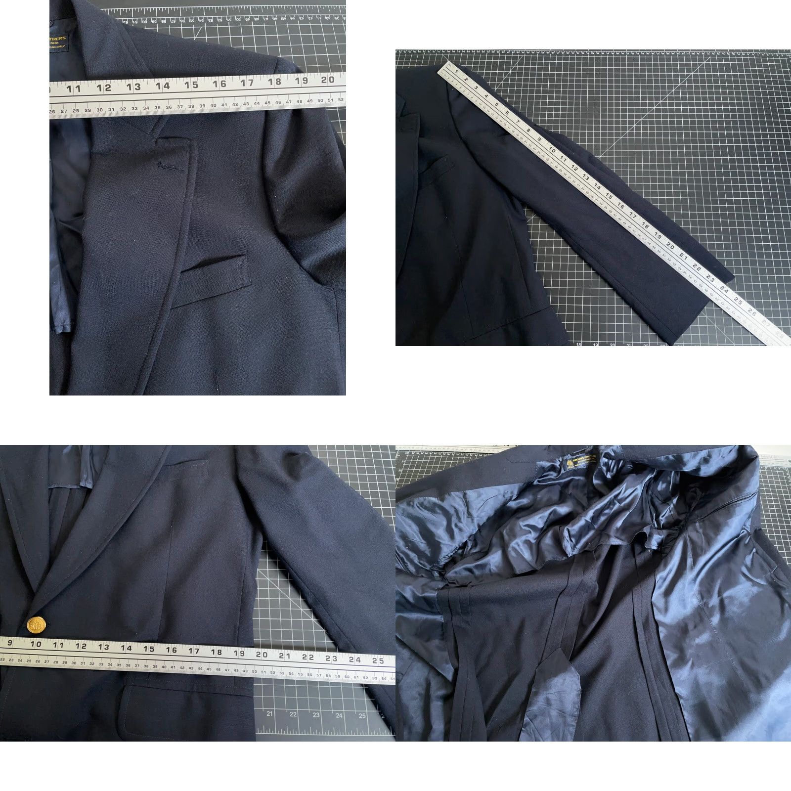 Brooks Brothers VINTAGE Brooks Brothers Blazer Jacket Men 41 Long Dark Blue Wool Notch Lapel 2 Button 3-Button Sleeves USA Made Size 42R - 8 Thumbnail