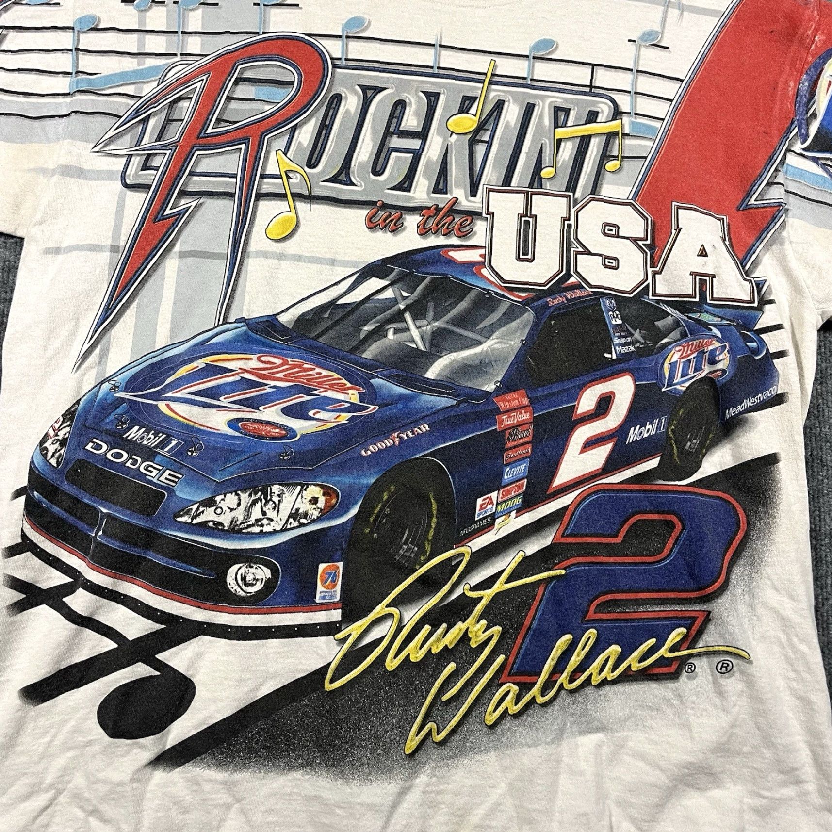 Chase Authentics VINTAGE Rusty Wallace NASCAR AOP T-Shirt Mens M 90s Miller Lite Racing WHITE Mens) Size US M / EU 48-50 / 2 - 2 Thumbnail