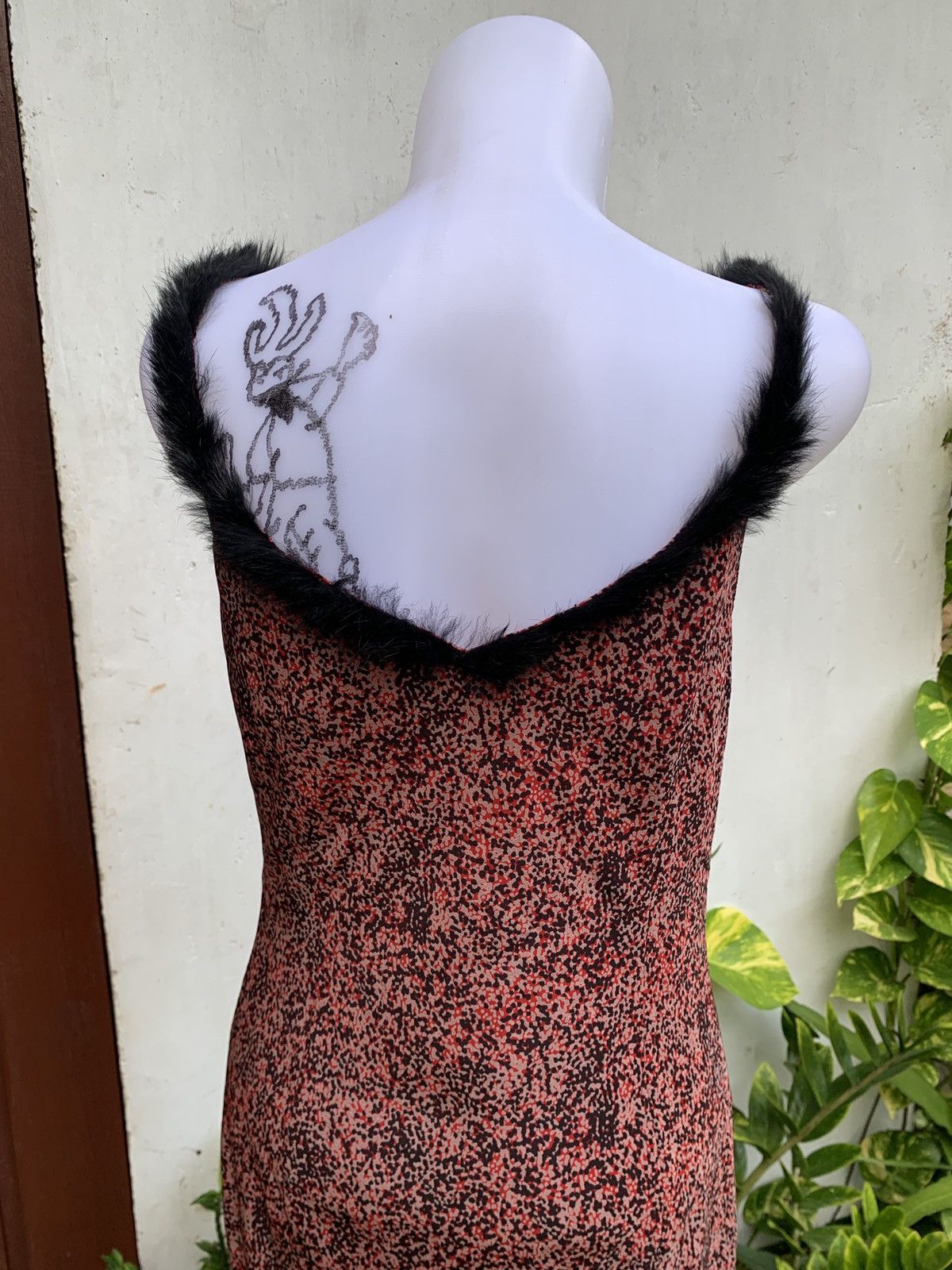 If Six Was Nine × Japanese Brand × Le Grande Bleu (L.G.B.) y2k Vivayou Japan Faux Fur Red Bitty Dot Silk Dress Size S / US 4 / IT 40 - 5 Thumbnail
