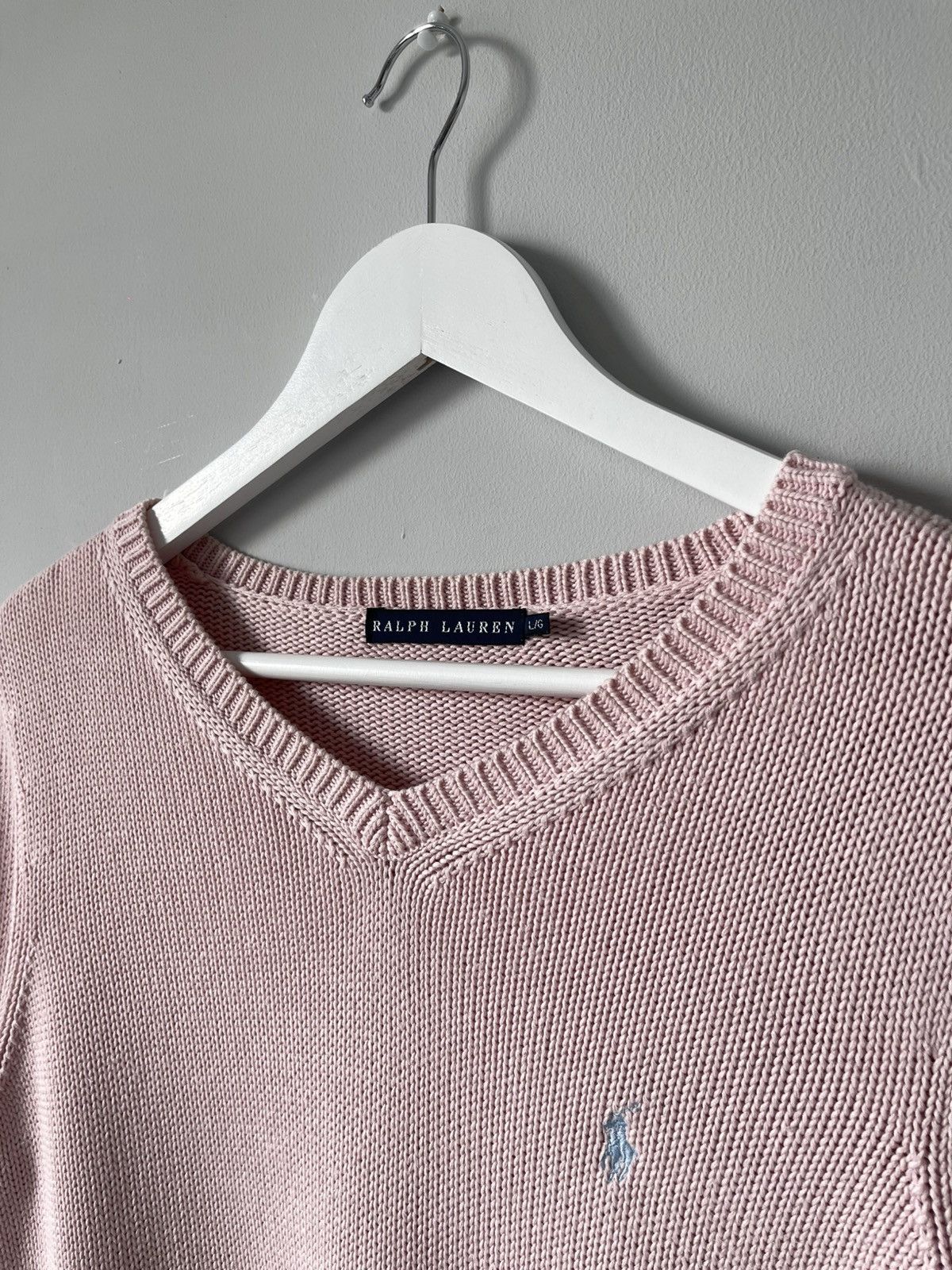Ralph Lauren Vintage Ralph Lauren 90's Light Pink Cotton Knitted Sweater Size L / US 10 / IT 46 - 7 Thumbnail