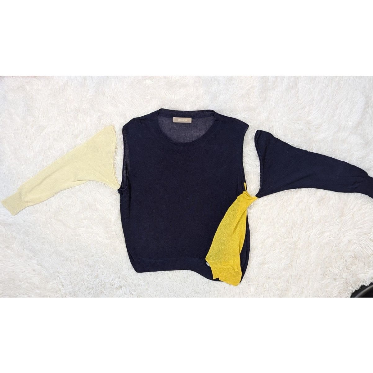 Other Wool Blend Cutout Color Block Deconstructed Sweater Blue Size S / US 4 / IT 40 - 14 Thumbnail