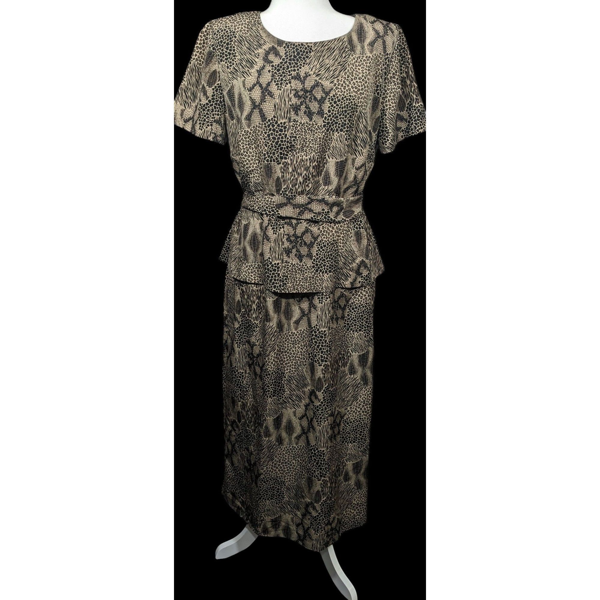 Other Vintage 90s Mixed Animal Print Peplum Sag Harbor Dress Size XL / US 12-14 / IT 48-50 - 1 Thumbnail