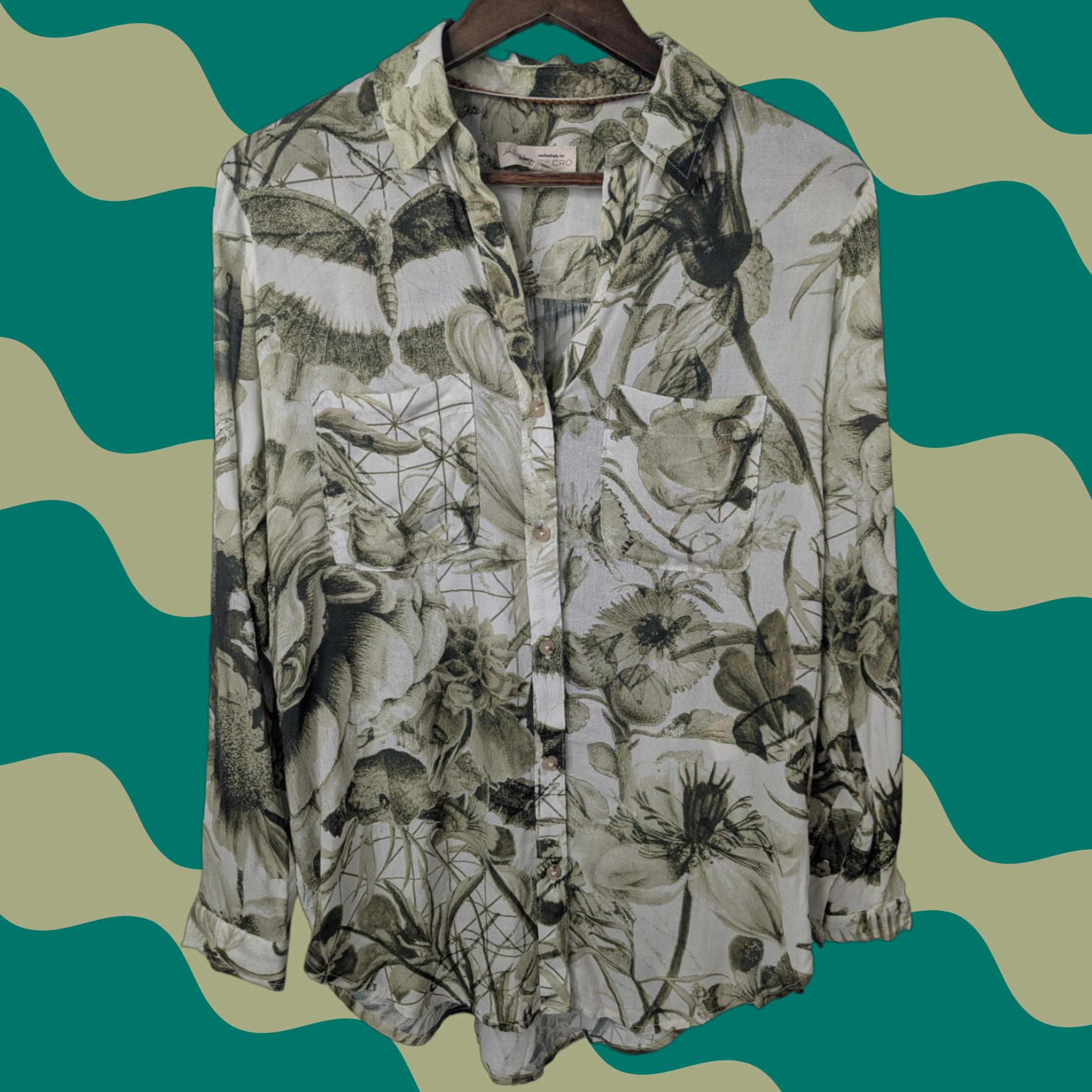 Anthropologie Anthropologie The Romy Manel Villalonga Relaxed Button Shirt Women XS Floral White Green Pattern Bohemian Classic long sleeve 100% viscose Size XS / US 0-2 / IT 36-38 - 1 Thumbnail