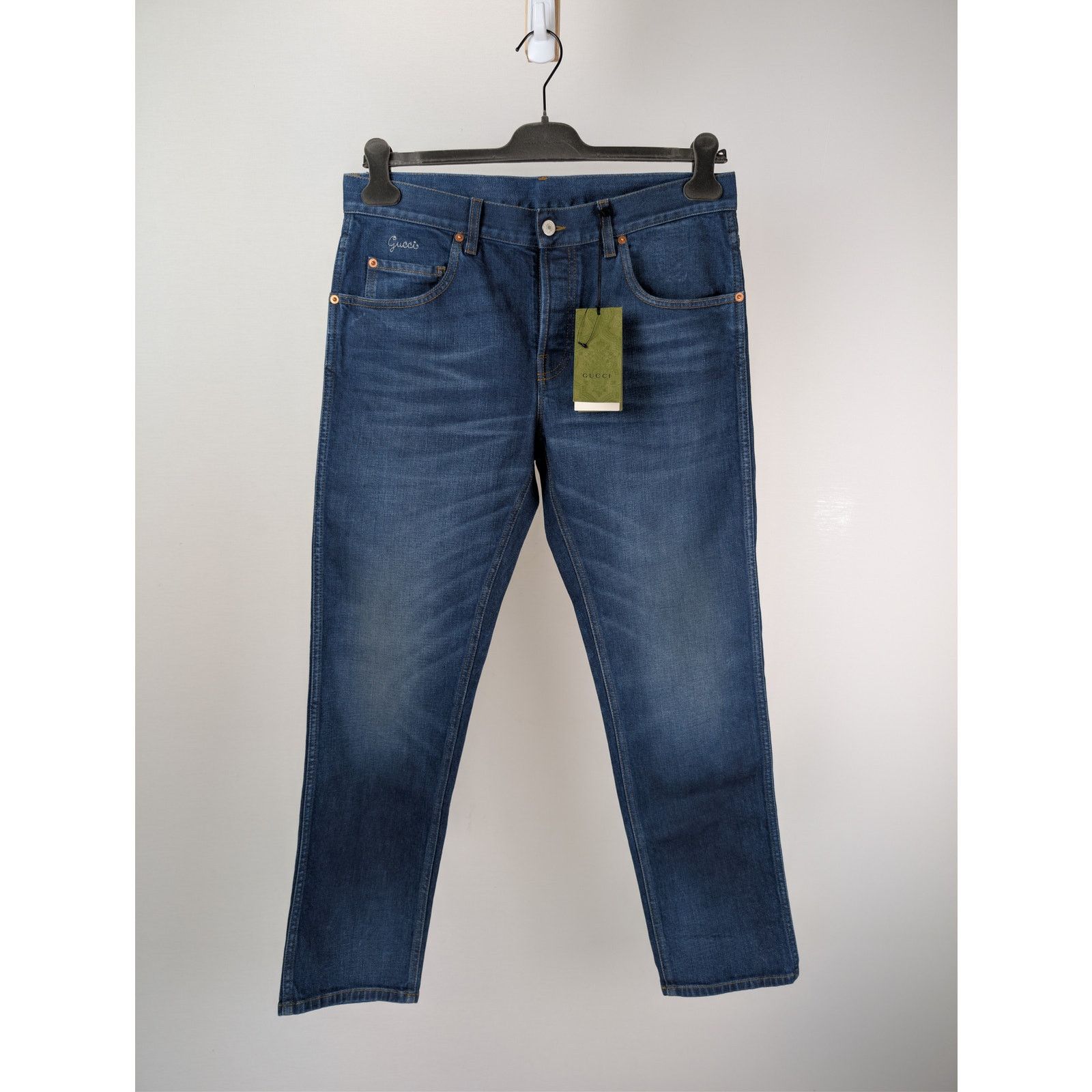 Gucci o1rshd1 Tapered Pant 5 Pocket Washed Stretch Denim Jean Size US 33 - 8 Thumbnail