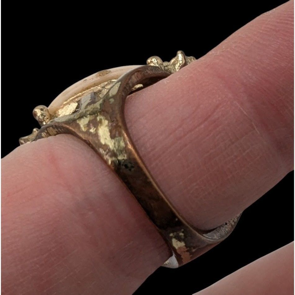 Other Vintage Glam Statement Ring With Rhinestones & Faceted Cream Size ONE SIZE - 3 Thumbnail