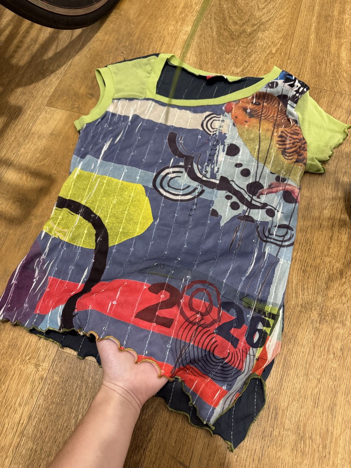 Vintage VINTAGE 2026 ASYMMETRICAL Y2K MESH TEE Size M / US 6-8 / IT 42-44 - 3 Thumbnail
