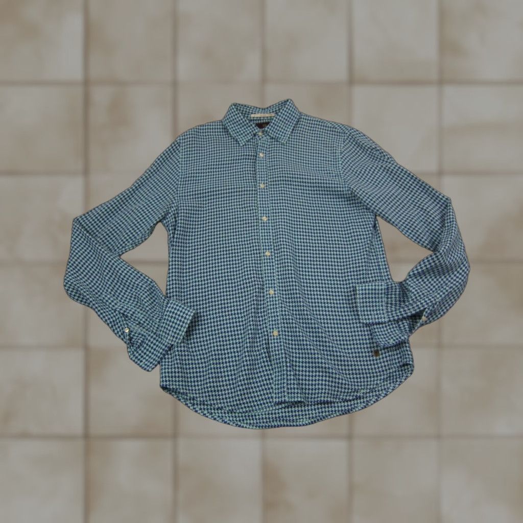 Scotch & Soda Scotch & Soda Shirt Adult Medium Blue Houndstooth Mens Button Up Casual 90s 80s Size US M / EU 48-50 / 2 - 1 Thumbnail