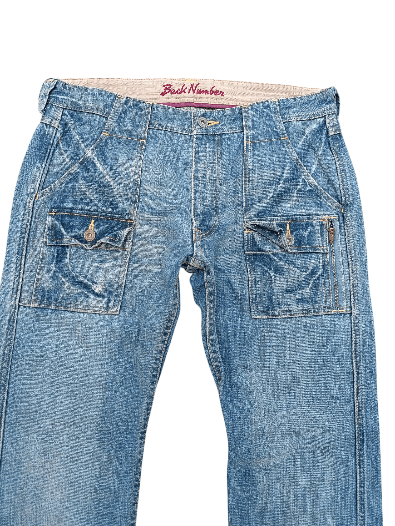 Designer VINTAGE 🔥 Back Number Japan Bush Pant Distressed Denim Size US 33 - 4 Thumbnail