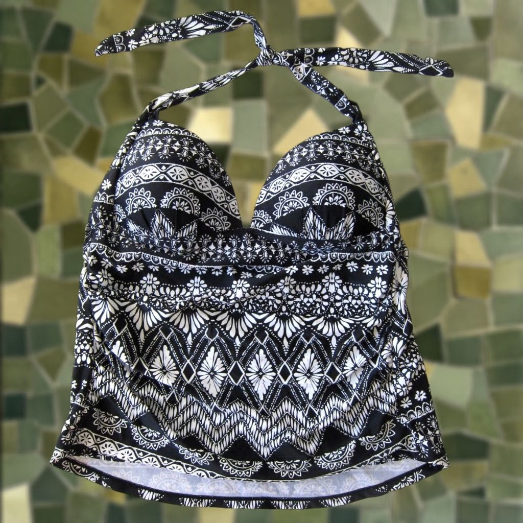 Swims St Johns Bay Black White Floral Paisley Halter Swim Tankini Top 14 Womens Swimsuit Size XL / US 12-14 / IT 48-50 - 1 Thumbnail