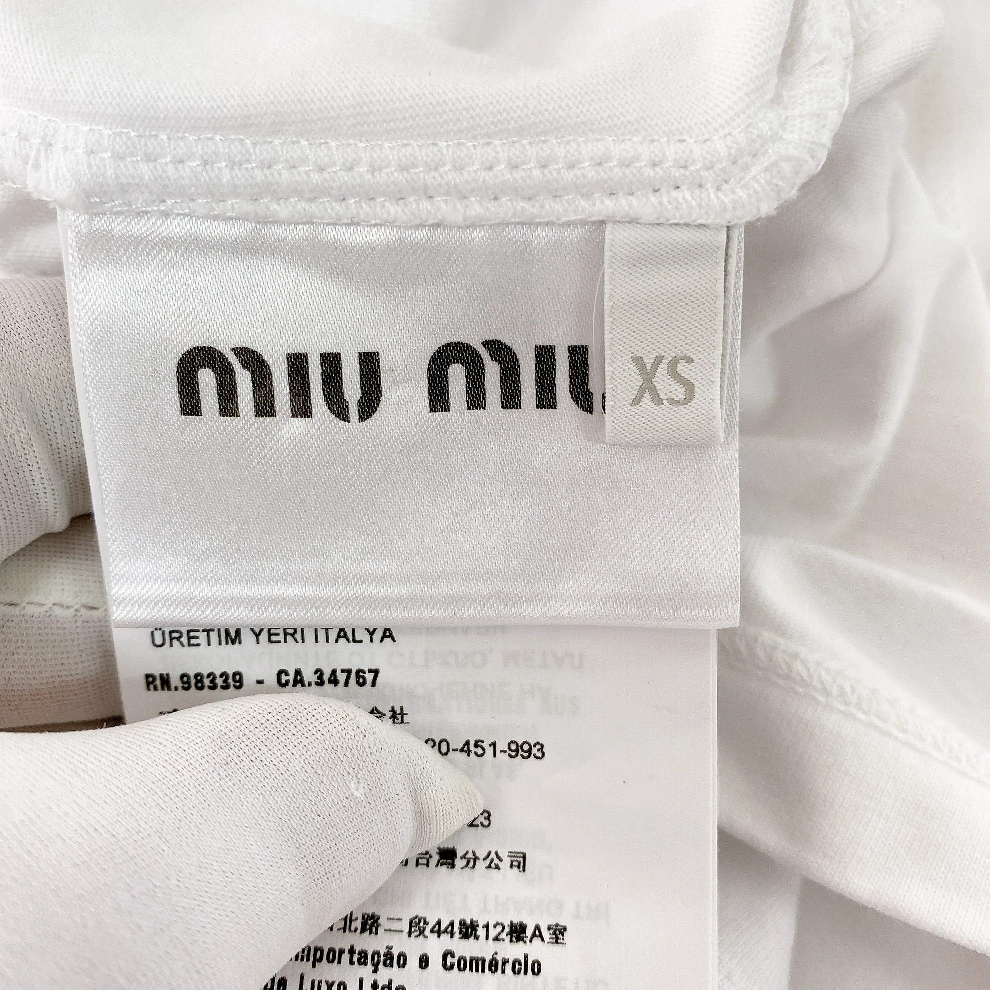 Miu Miu MIUMIU white logo T-shirt XS Size XS / US 0-2 / IT 36-38 - 7 Thumbnail