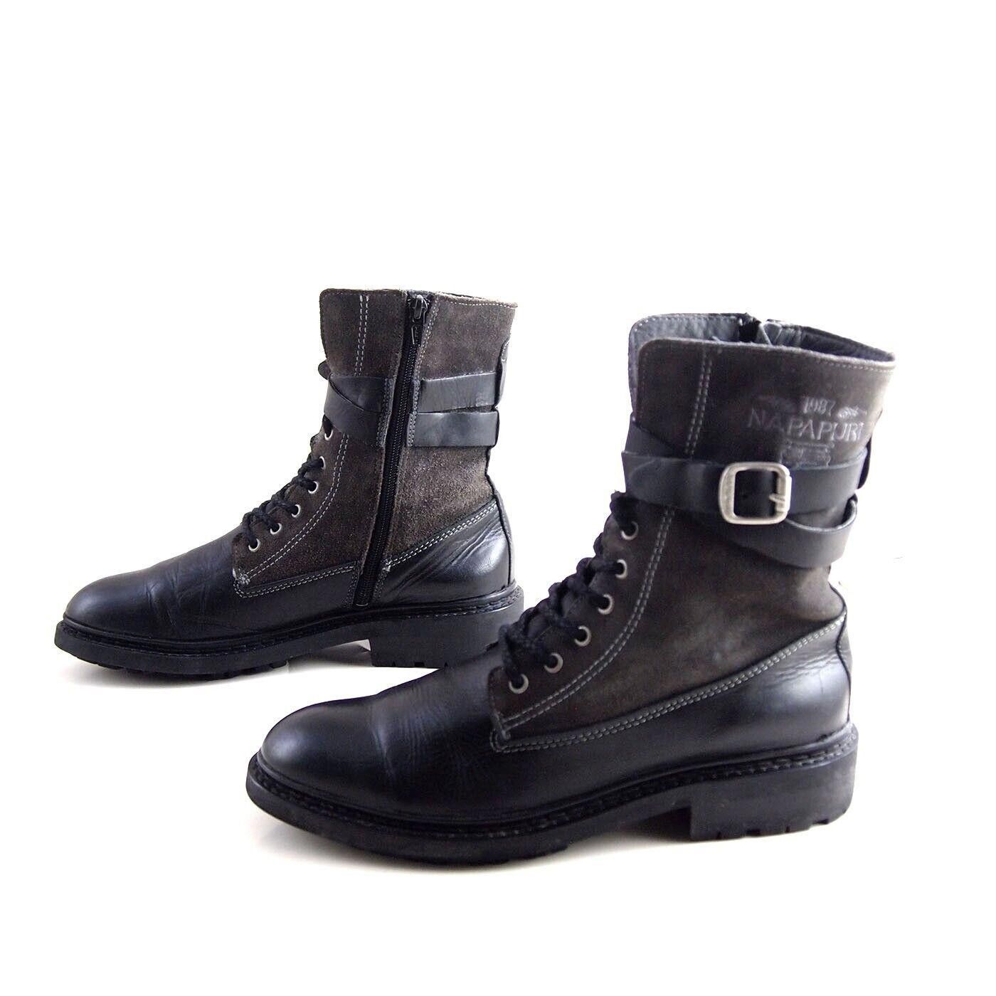Napapijri Napapijri Combat Boots Black Leather Gray Suede US 10 EU 40 Size US 10 / IT 40 - 3 Thumbnail