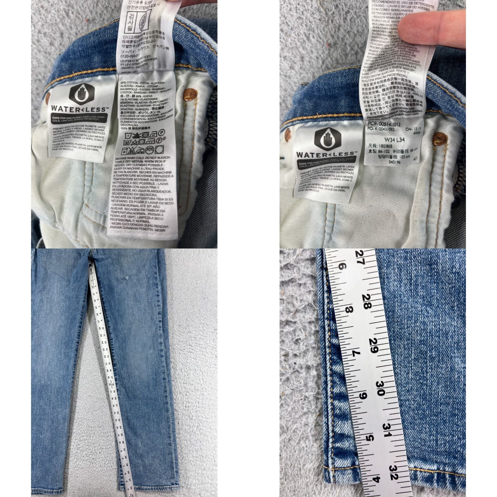 Levi's Levi's 514 Jeans Denim Blue Cotton Blend 34x32 Regular Adult Men Size US 34 / EU 50 - 8 Thumbnail