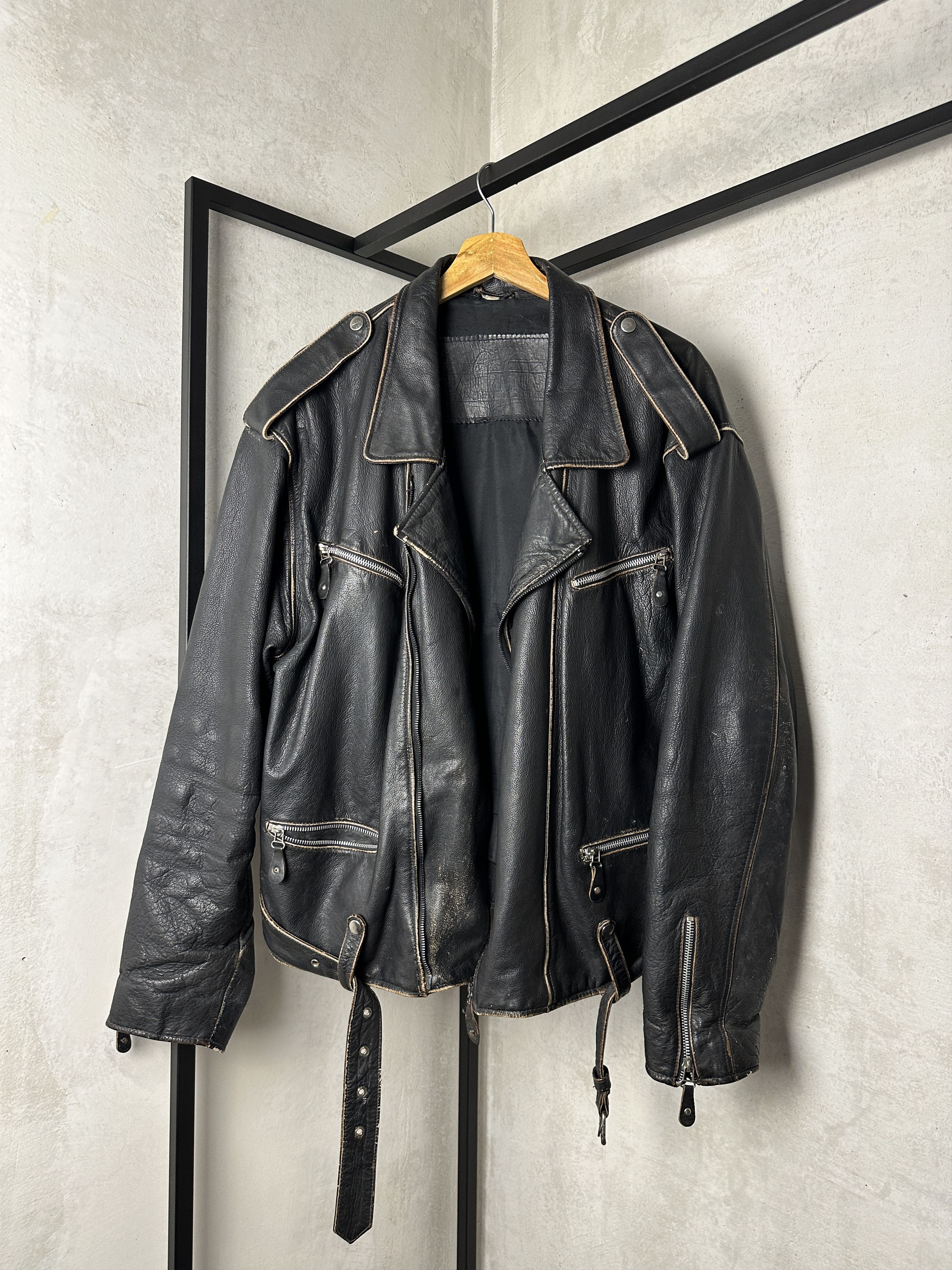 Genuine Leather Genuine Leather Bikers Black Jacket Size US XL / EU 56 / 4 - 1 Thumbnail