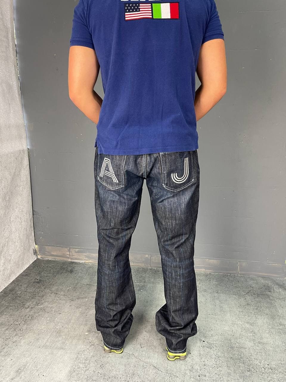 Armani Vintage Armani Big Logo jeans blue wash distressed denim Y2K Size US 38 / EU 54 - 1 Thumbnail