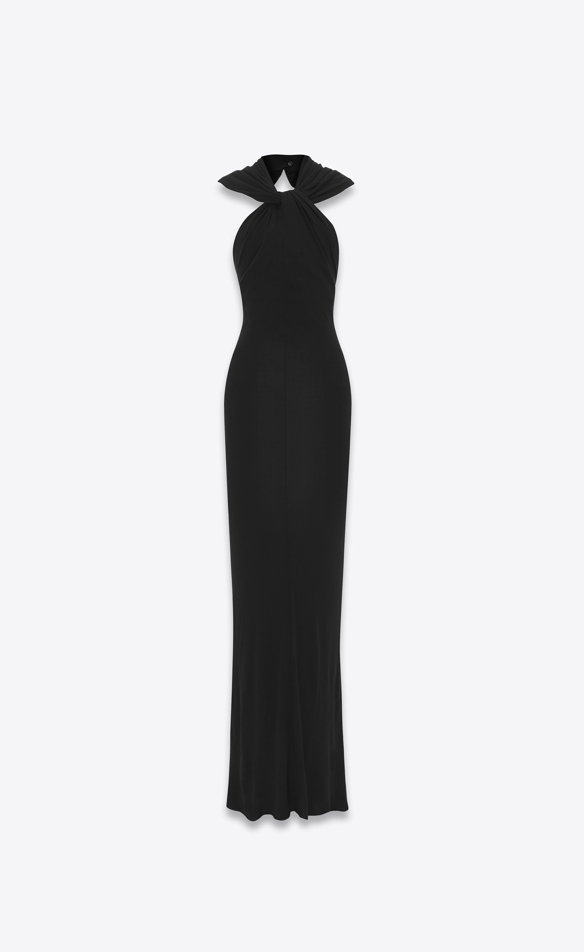 Saint Laurent Paris o1s1wg110225 741650 Hooded Dress in Crepe Jersey in Black Size XS / US 0-2 / IT 36-38 - 1 Thumbnail