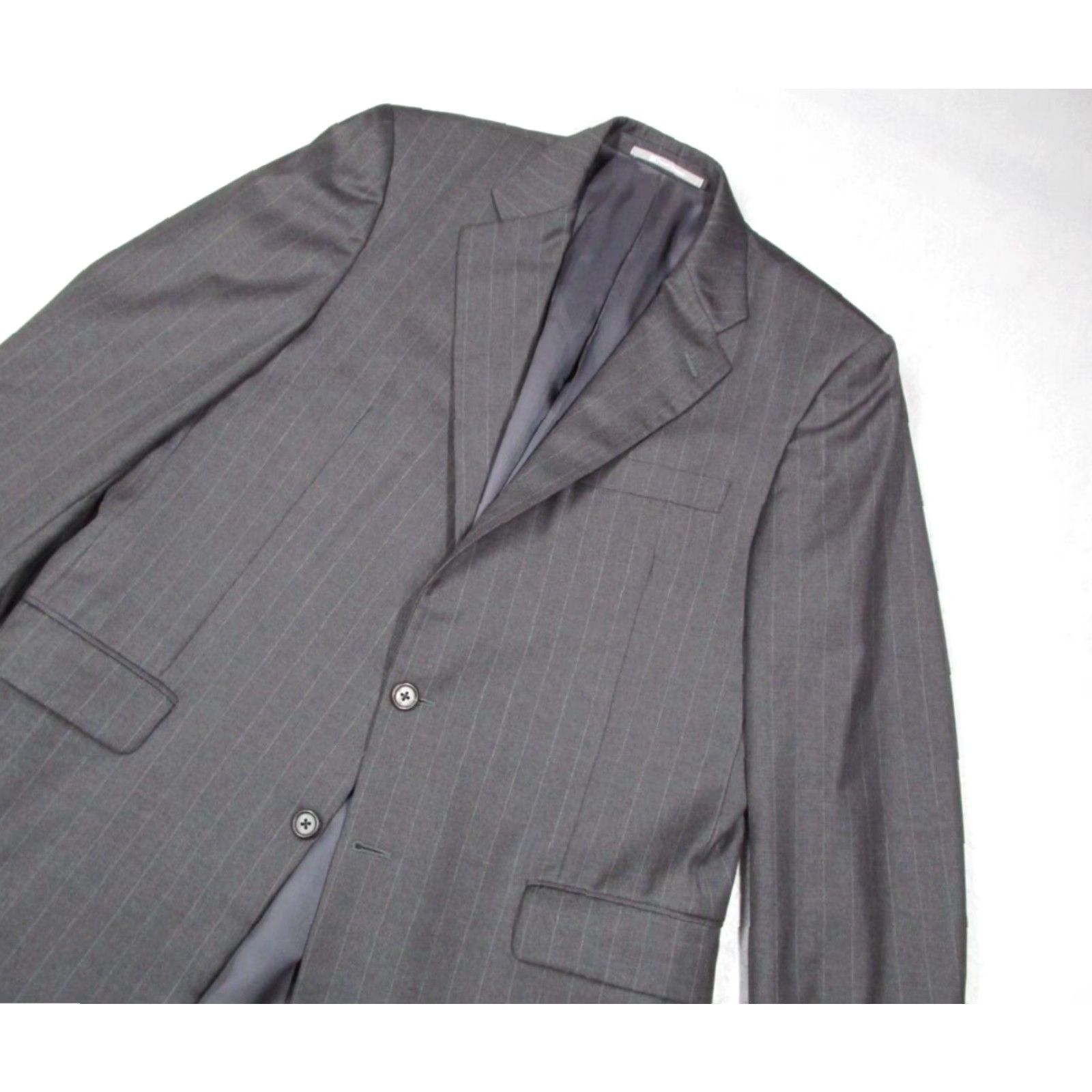 Vintage Hickey Freeman Mens 42 Long Gray Striped 2 Button Wool Suit Jacket Size 42R - 2 Thumbnail