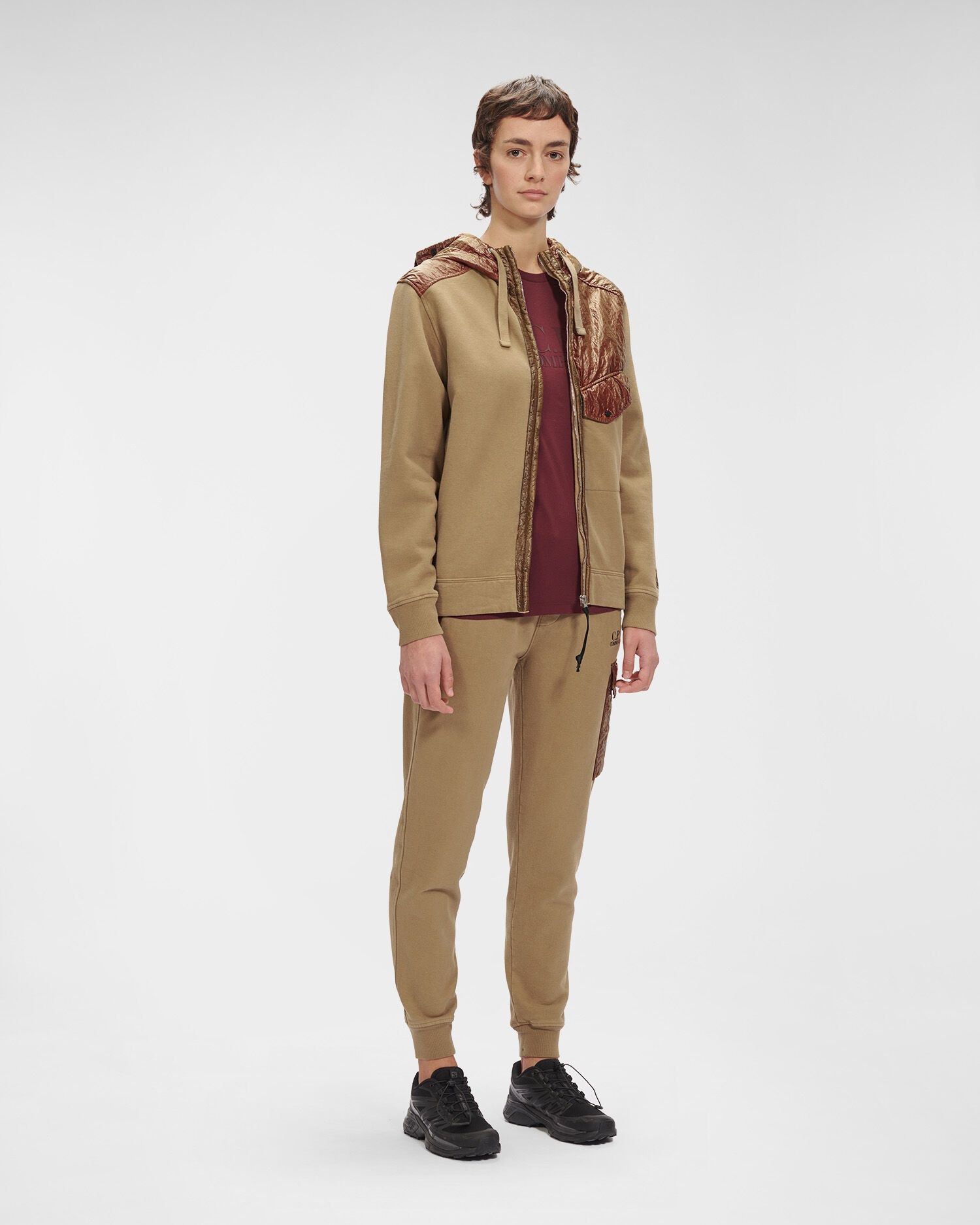 C.P. Company o1y1224 Two-tone Hoodie in Khaki/Brown Size US M / EU 48-50 / 2 - 5 Thumbnail