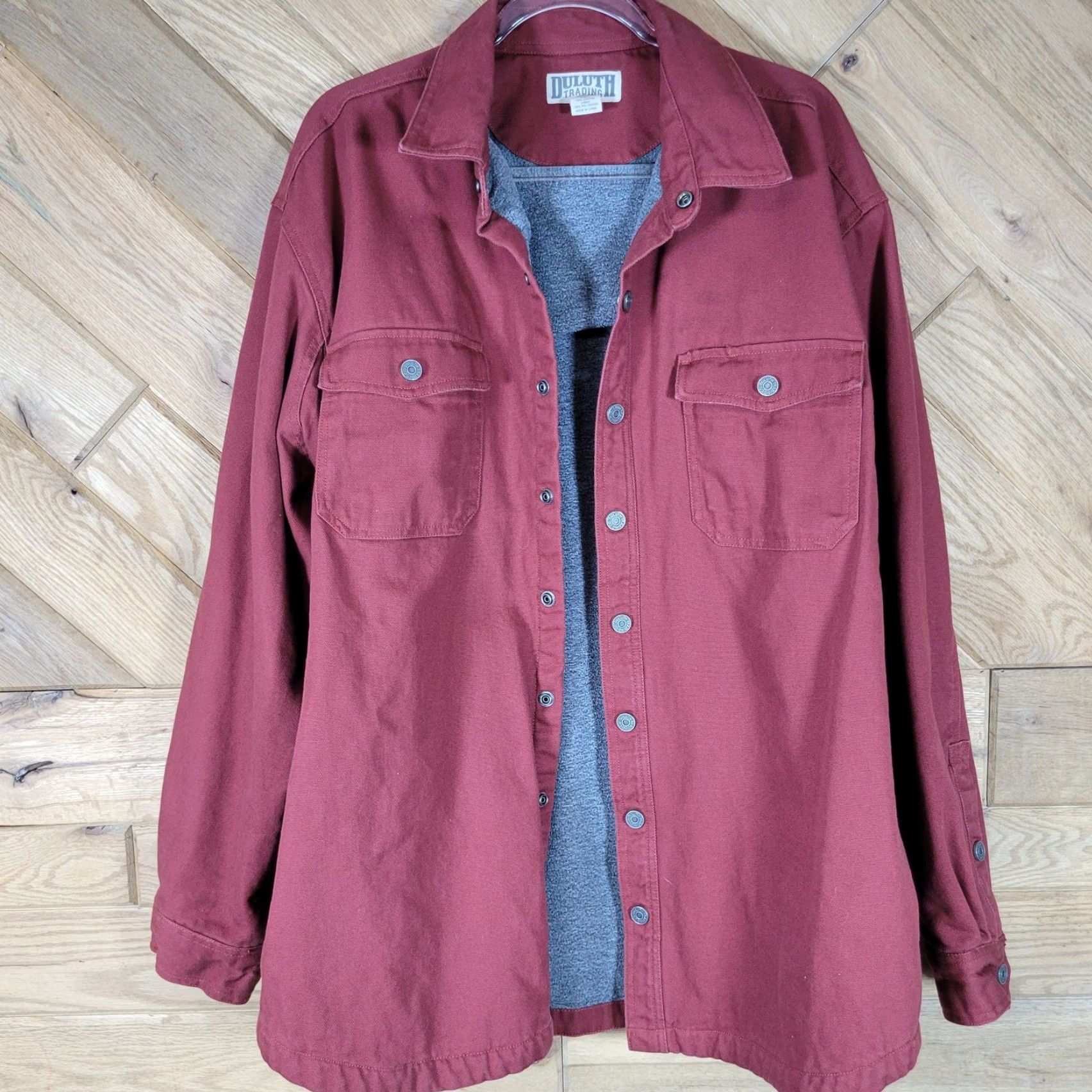 Vintage Duluth Shacket Shirt Jacket Maroon Lined Fleece Heavy Canvas XL/Tall XLT Men Jacket Shacket Winter Fall Spring Outdoor Size US XL / EU 56 / 4 - 2 Thumbnail