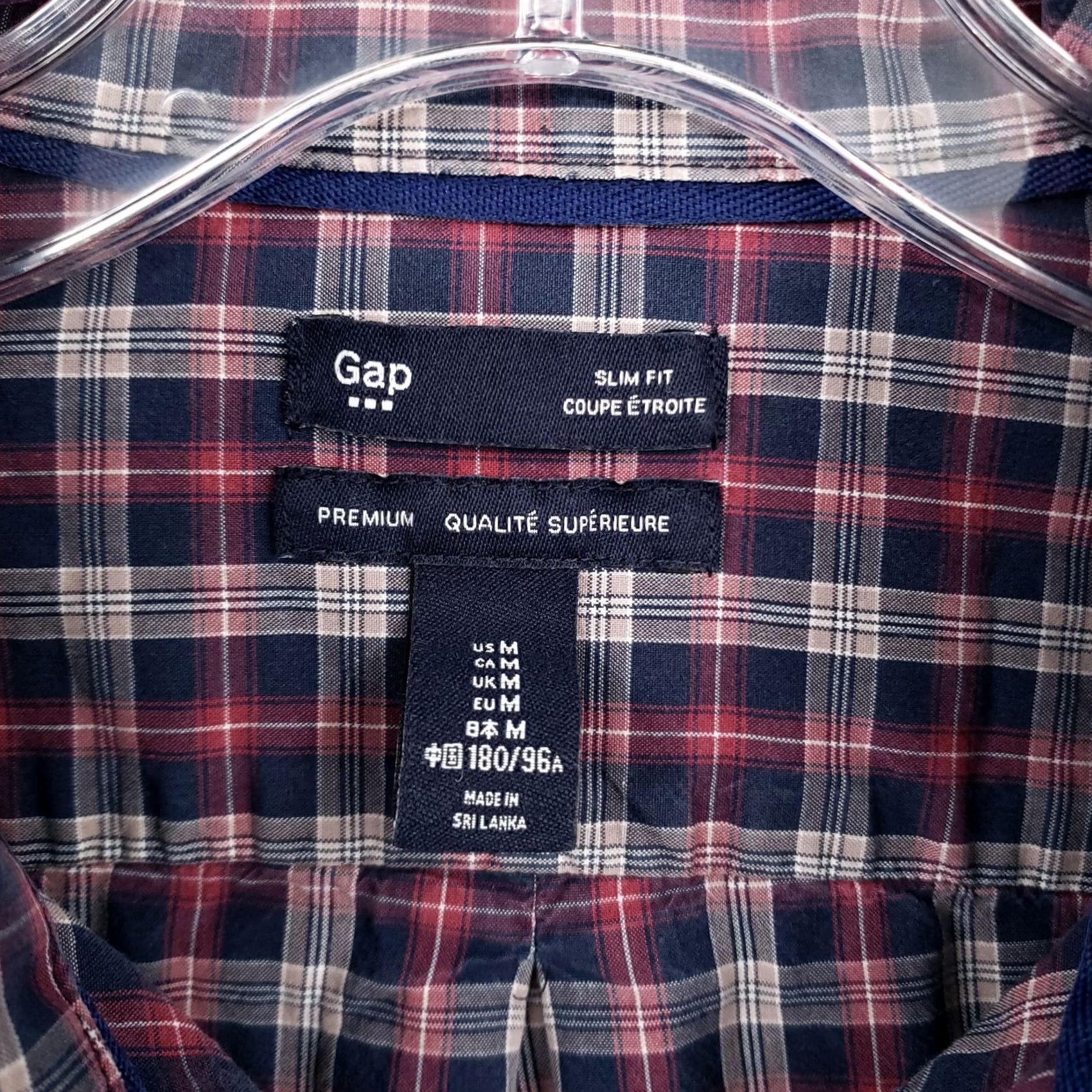 Gap Gap Shirt Medium M Blue Red Plaid Button-Up Slim Fit Premium Long Sleeves Mens Size US M / EU 48-50 / 2 - 3 Thumbnail