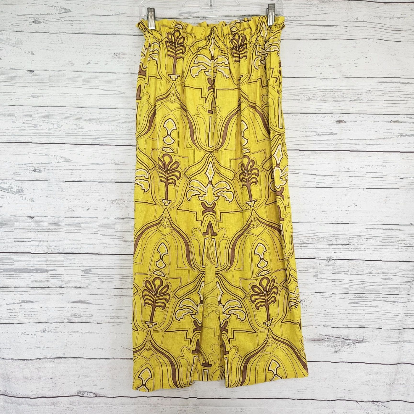 Banana Republic VINTAGE Banana Republic Womens Linen Midi Skirt Sz Small Yellow Pockets Drawstring Size 28" / US 6 / IT 42 - 3 Thumbnail