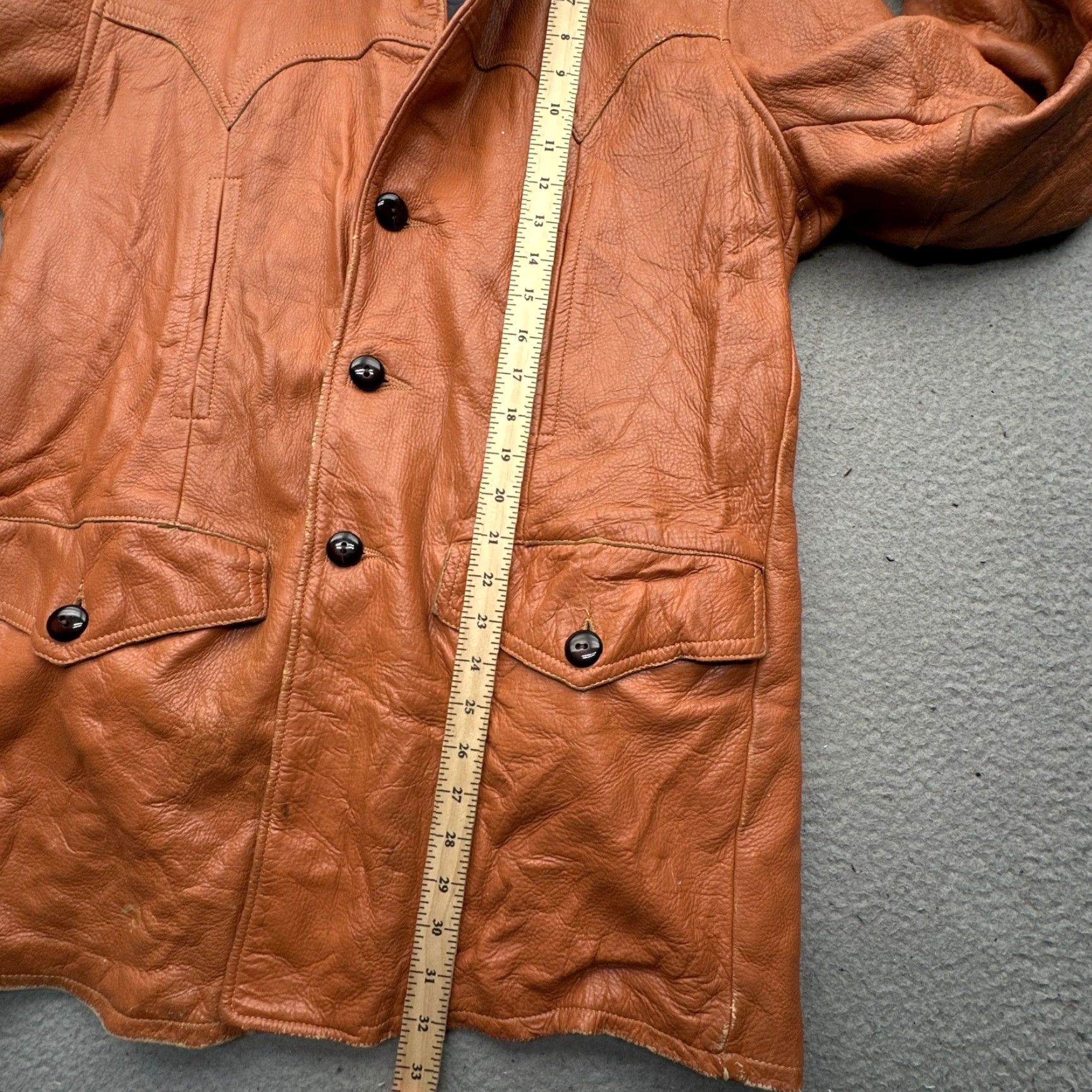 Vintage VINTAGE 70s WB Place & Co Deerskin Leather Coat Jacket Mens 42 Large Brown Overcoat Leather Coat Mens 42 Brown Mens Size US XS / EU 42 / 0 - 6 Thumbnail
