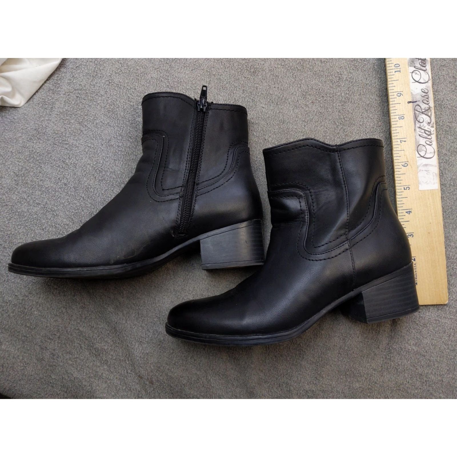 Naturalizer Naturalizer Kelby Boots Womens US 8M Black Ankle Booties Block Heel Zip Shoes Size US 8 / IT 38 - 2 Thumbnail