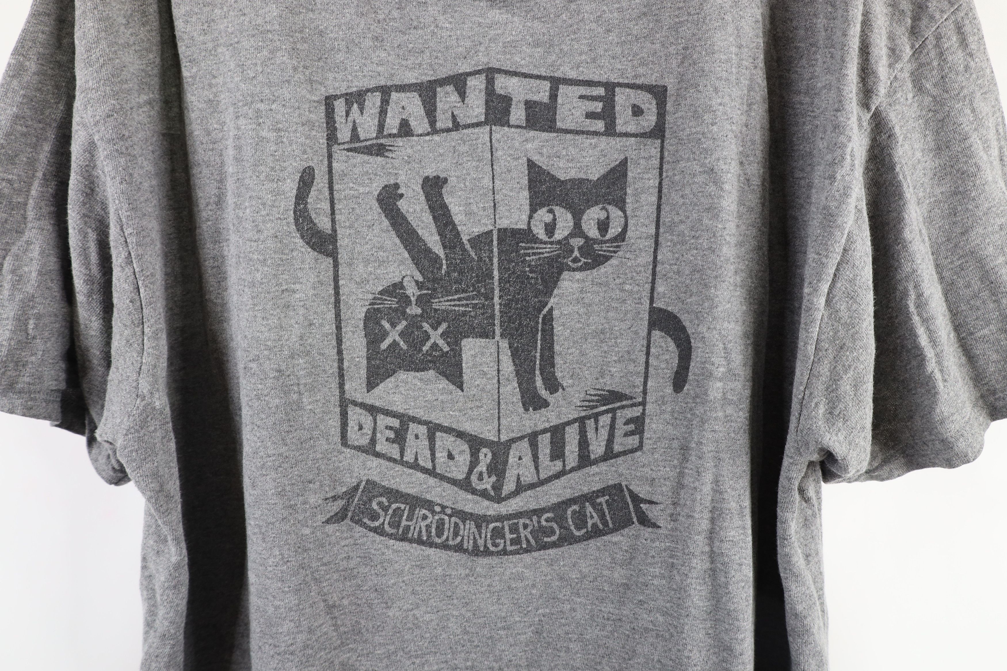 Vintage Vintage Wanted Dead & Alive Schrodingers Cat T-Shirt Gray Size US XL / EU 56 / 4 - 4 Thumbnail